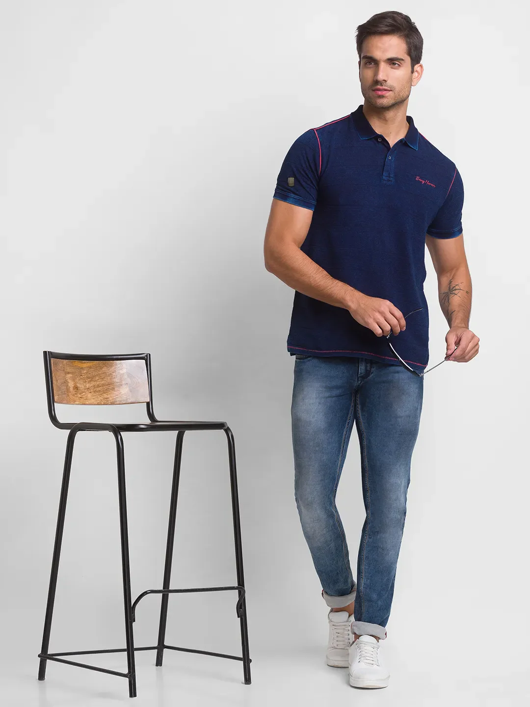 Purple Regular Fit Men's Polo T-Shirt by Being Human Clothing - Image 5