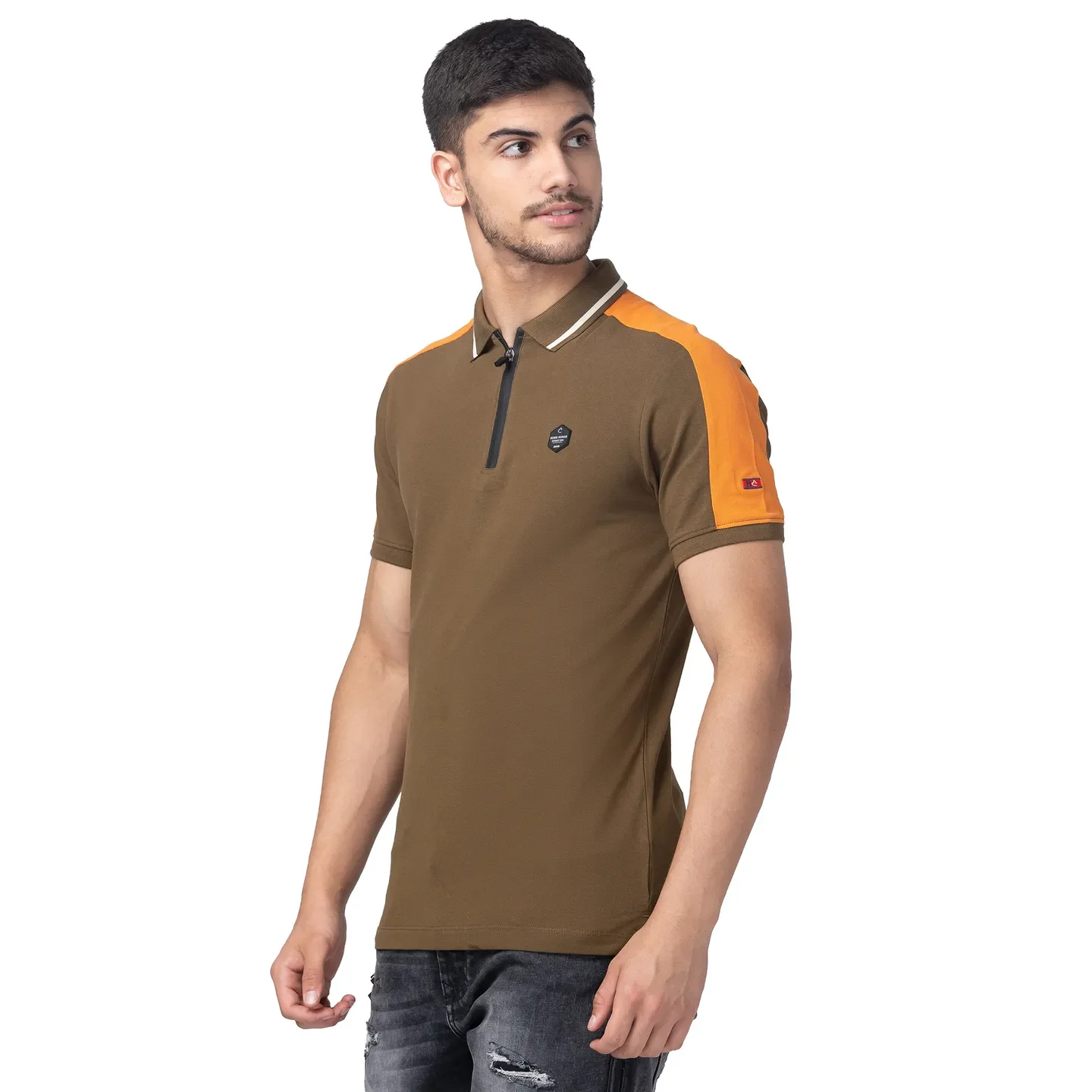 Olive Regular Fit Men's Polo T-shirt by Being Human Clothing