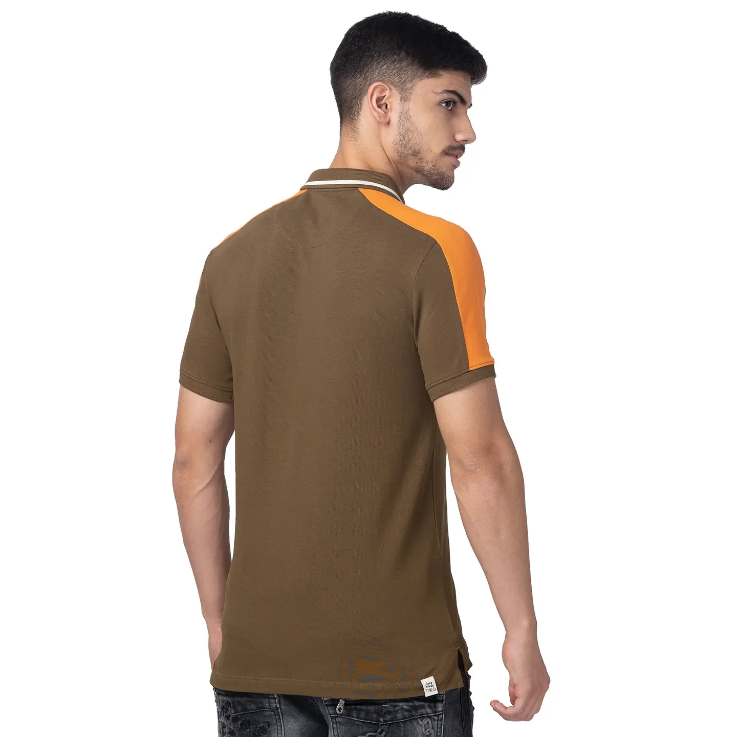 Olive Regular Fit Men's Polo T-shirt by Being Human Clothing - Image 3