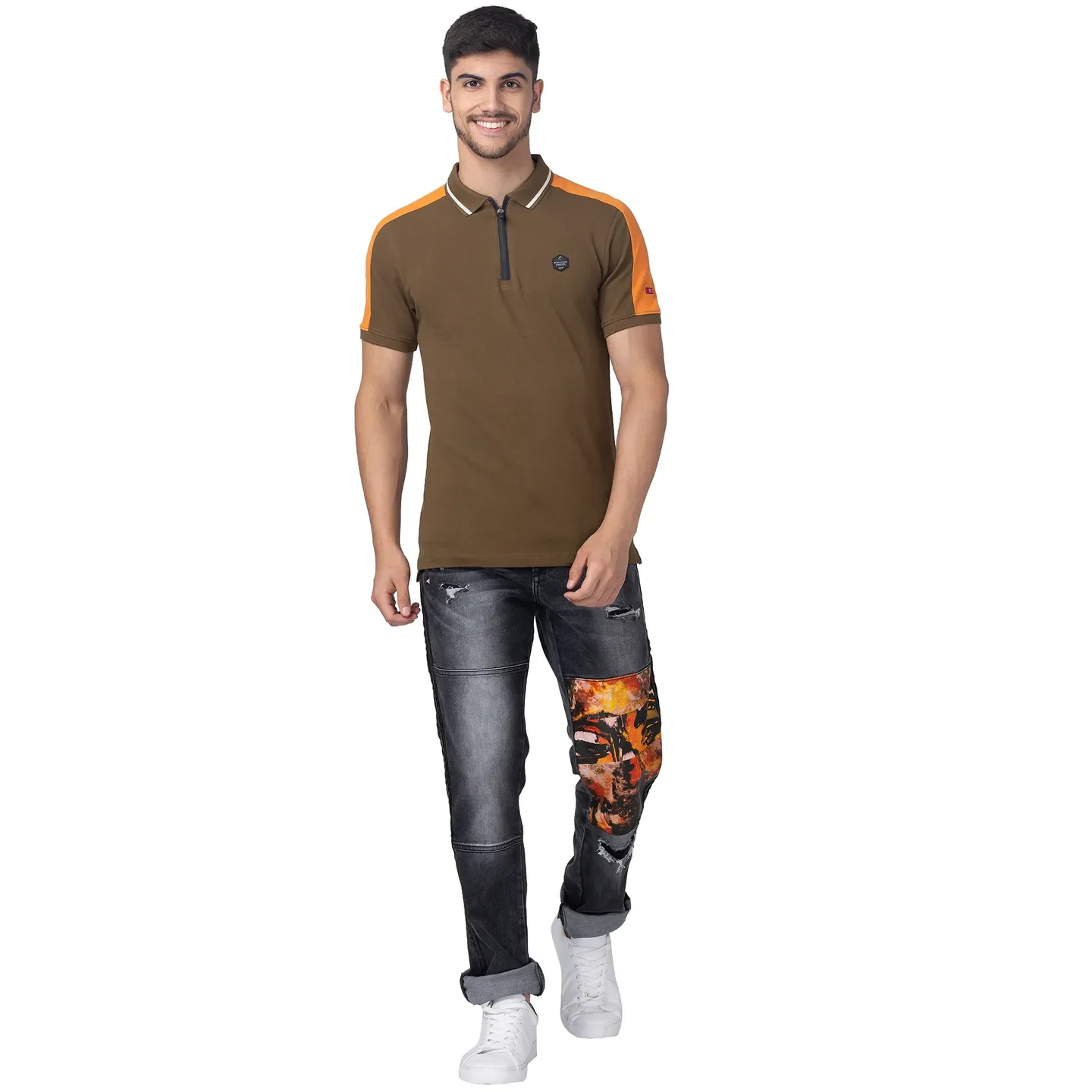 Olive Regular Fit Men's Polo T-shirt by Being Human Clothing - Image 5