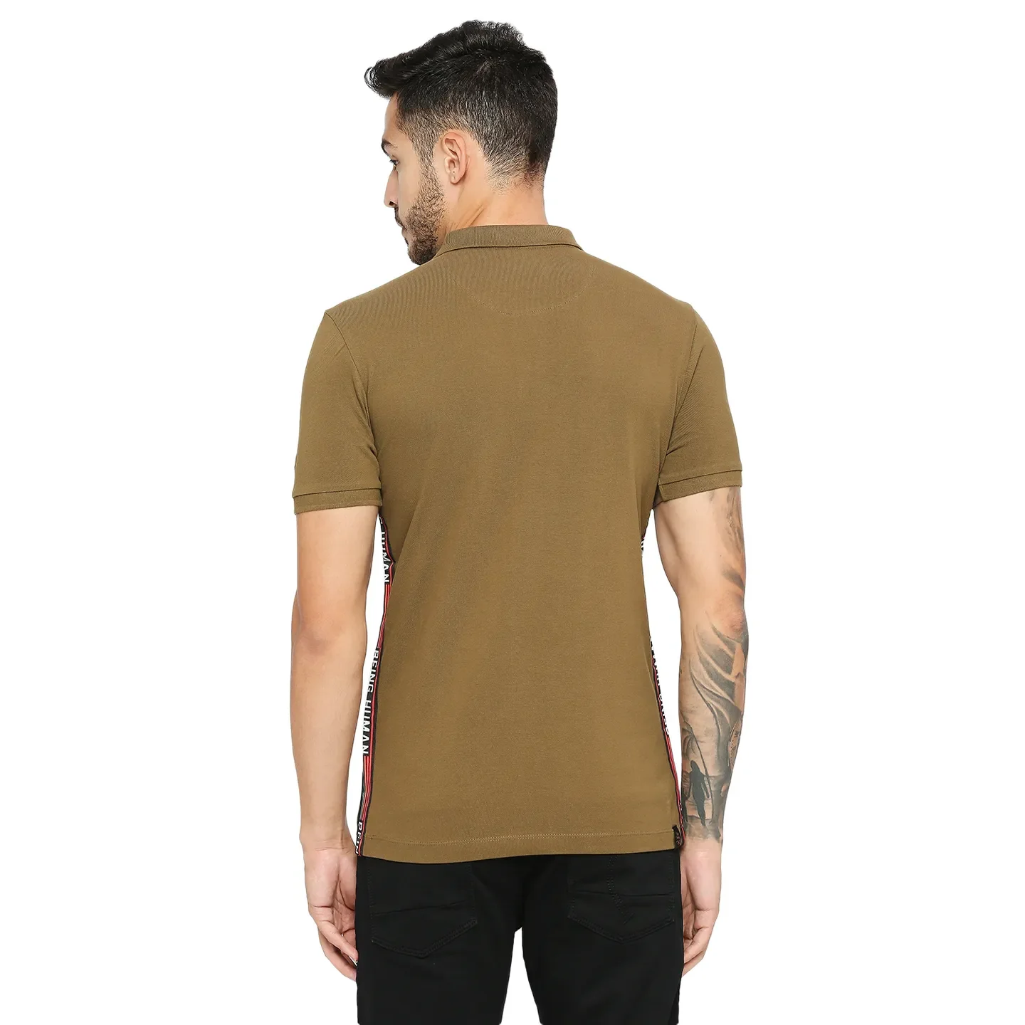Green Regular Fit Men's Polo T-Shirt by Being Human Clothing - Image 4