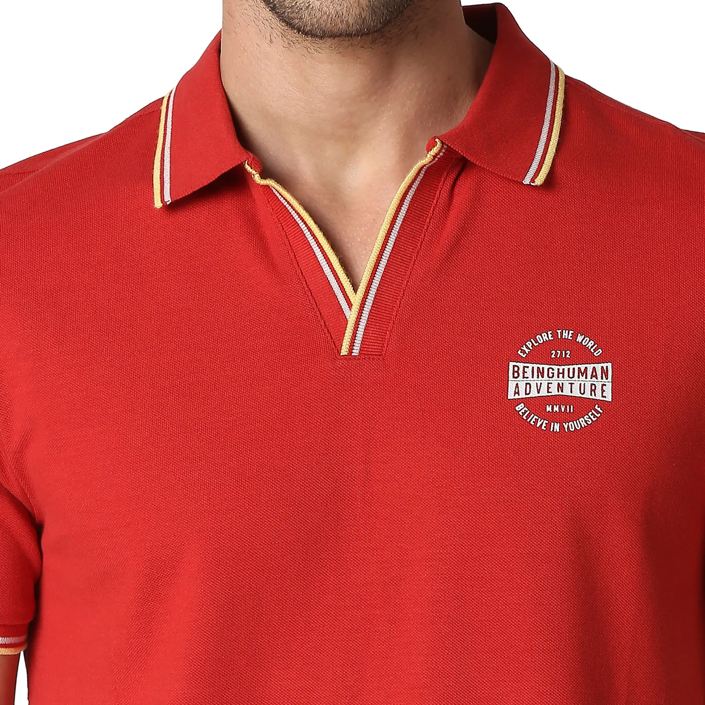 Dark Red Regular Fit Men's Polo T-Shirt by Being Human Clothing - Image 4