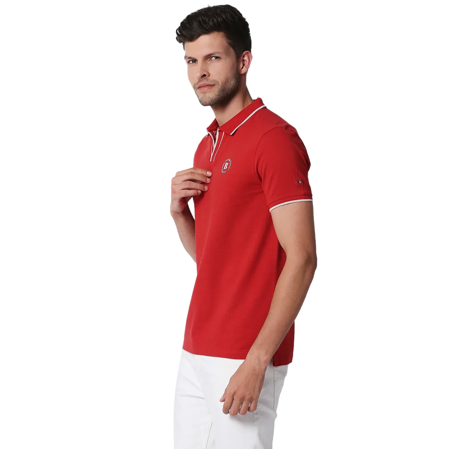 Dark Red Regular Fit Men's Polo T-Shirt by Being Human Clothing - Image 2
