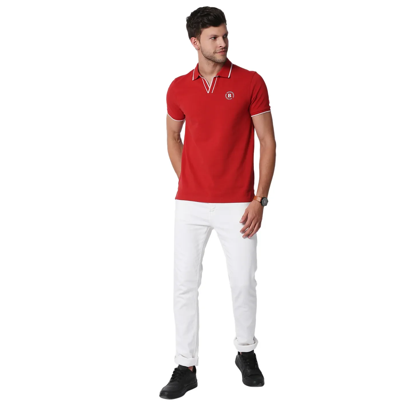 Dark Red Regular Fit Men's Polo T-Shirt by Being Human Clothing - Image 6