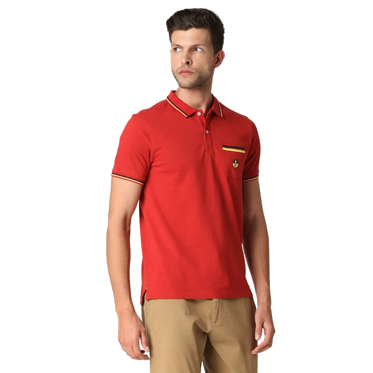 Dark Red Regular Fit Men's Polo T-Shirt by Being Human Clothing - Image 3