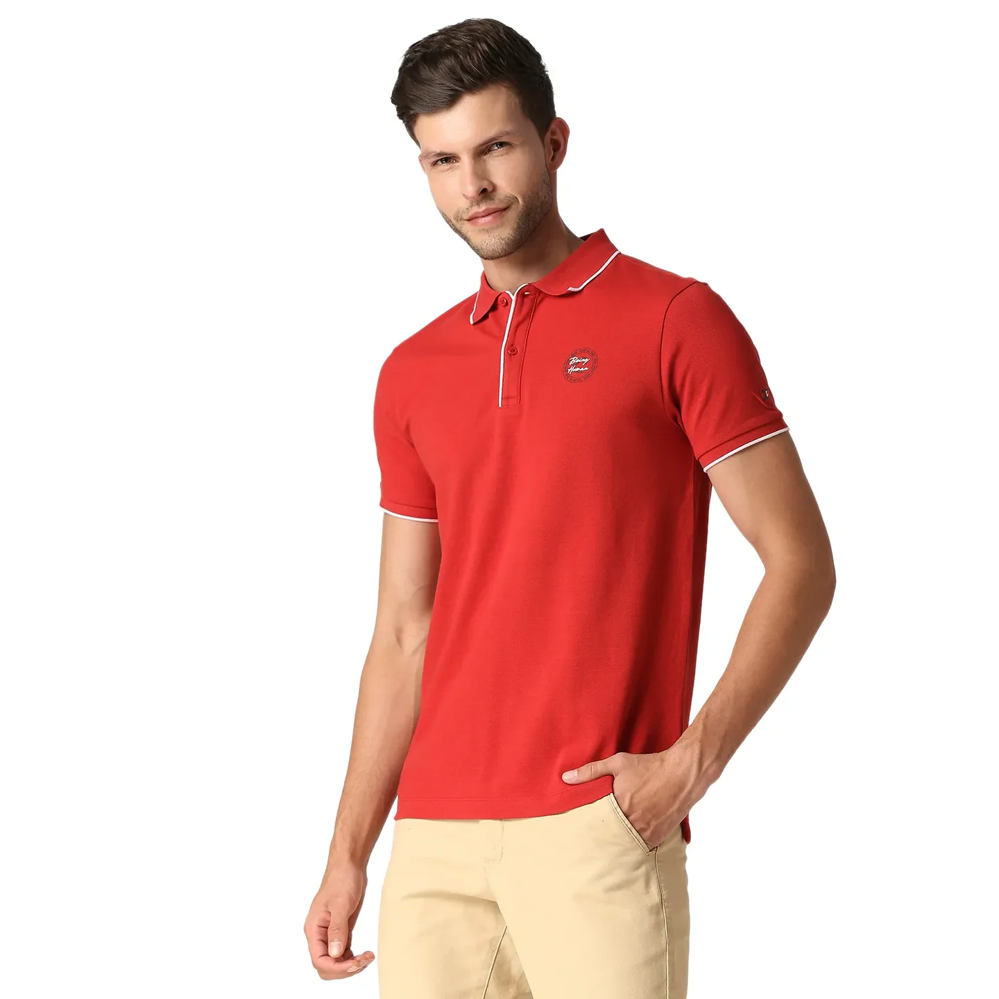 Red Regular Fit Men's Polo T-Shirt by Being Human Clothing - Image 2