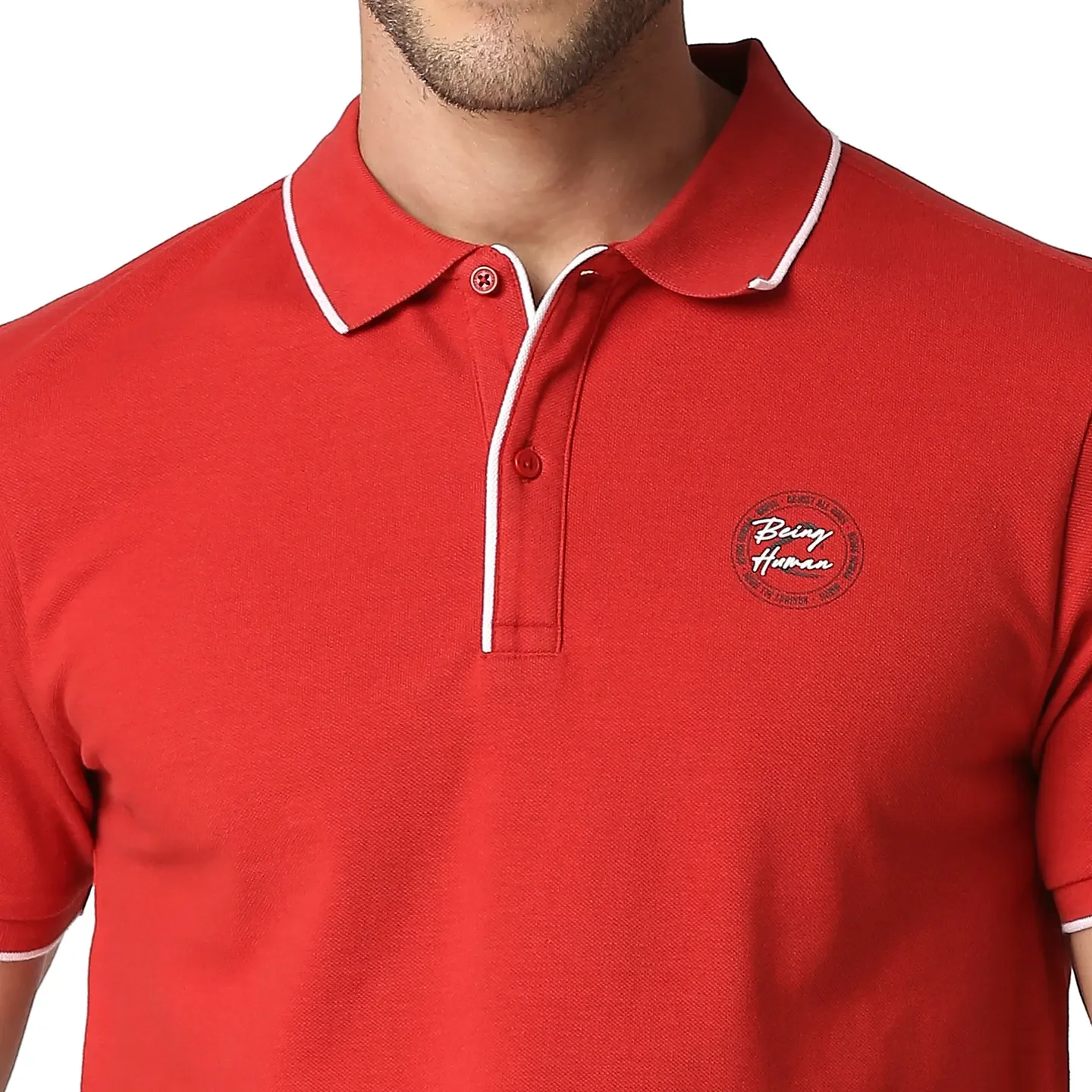 Red Regular Fit Men's Polo T-Shirt by Being Human Clothing - Image 5