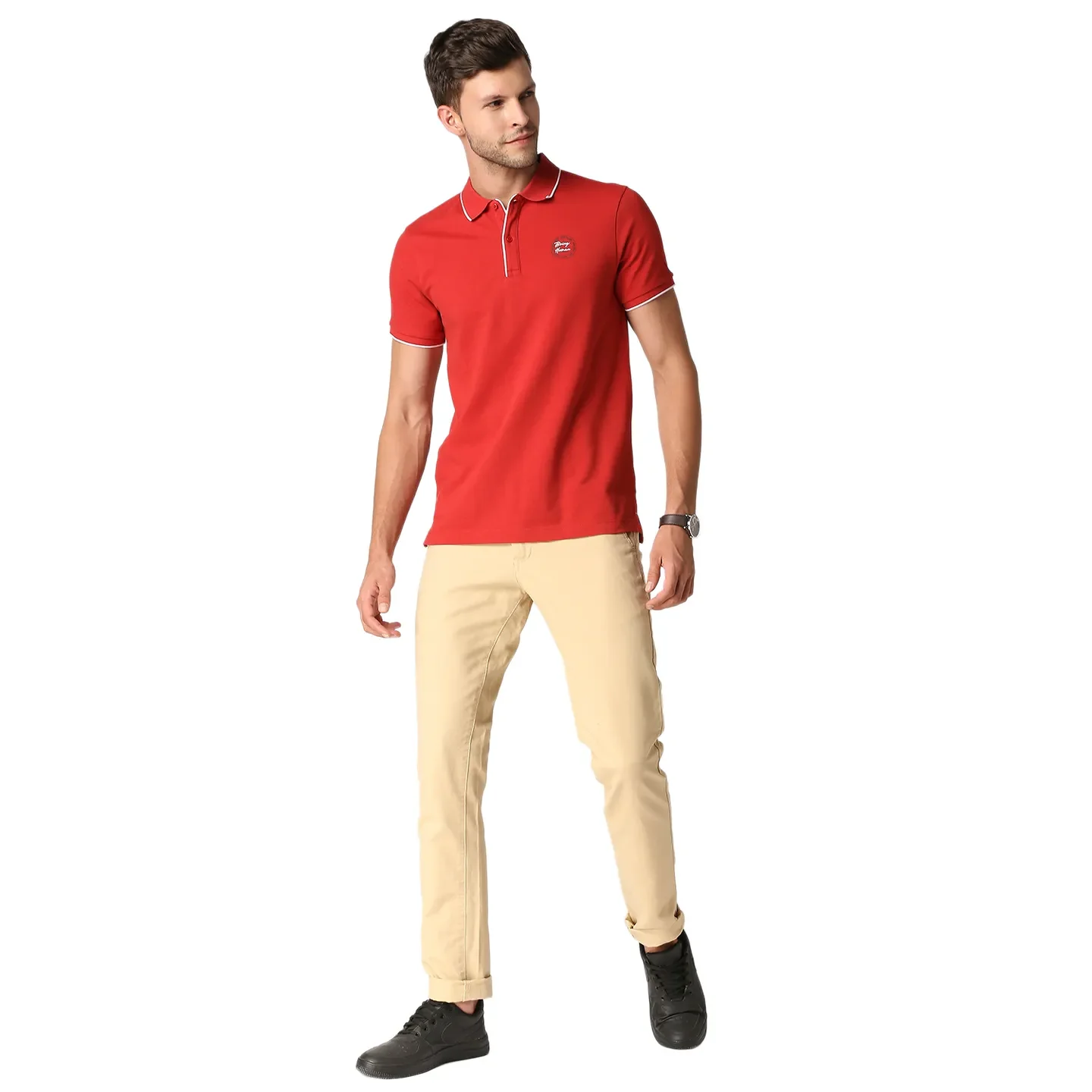 Red Regular Fit Men's Polo T-Shirt by Being Human Clothing - Image 6