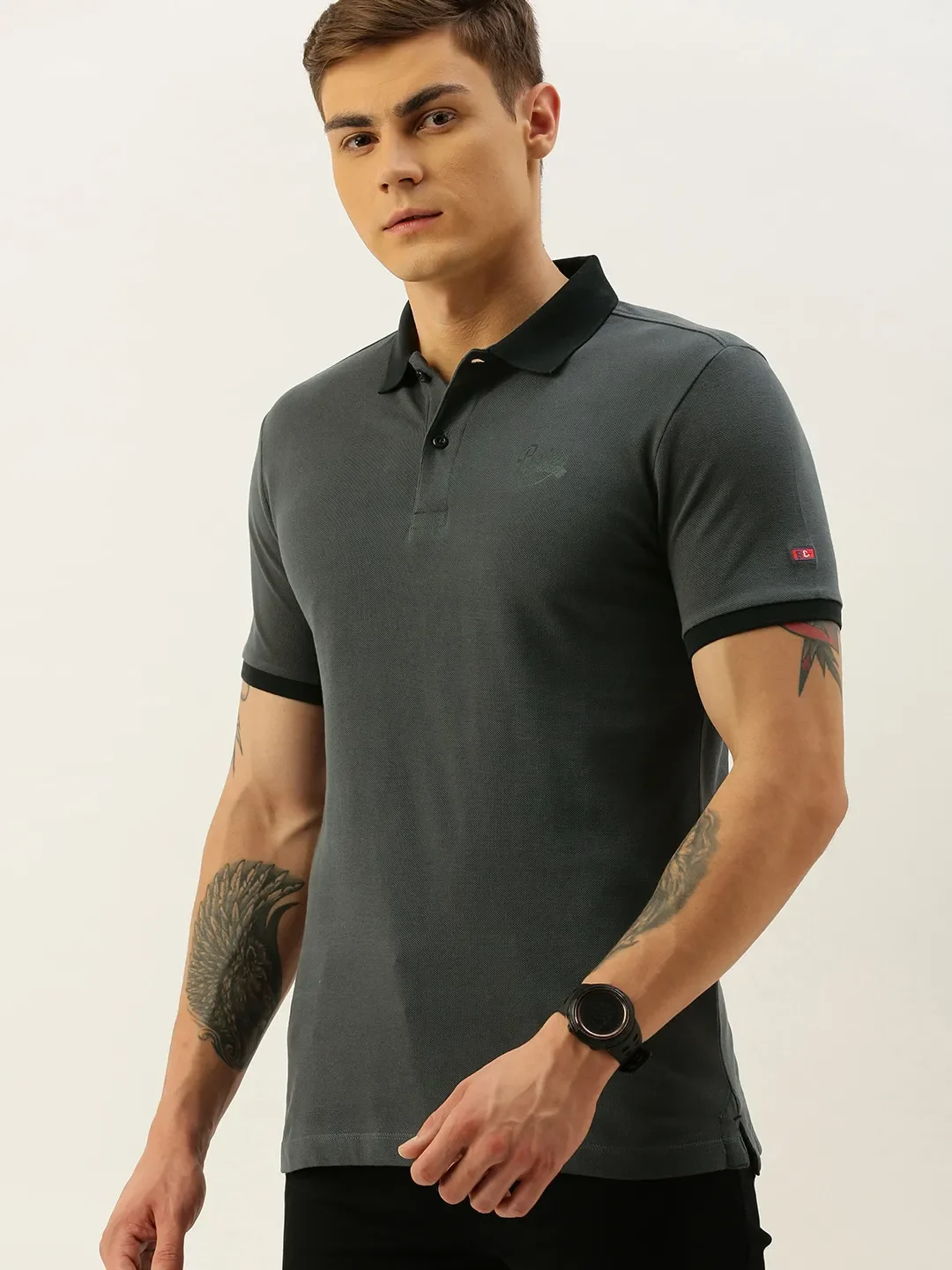 Blue Regular Fit Men's Polo T-Shirt by Being Human Clothing