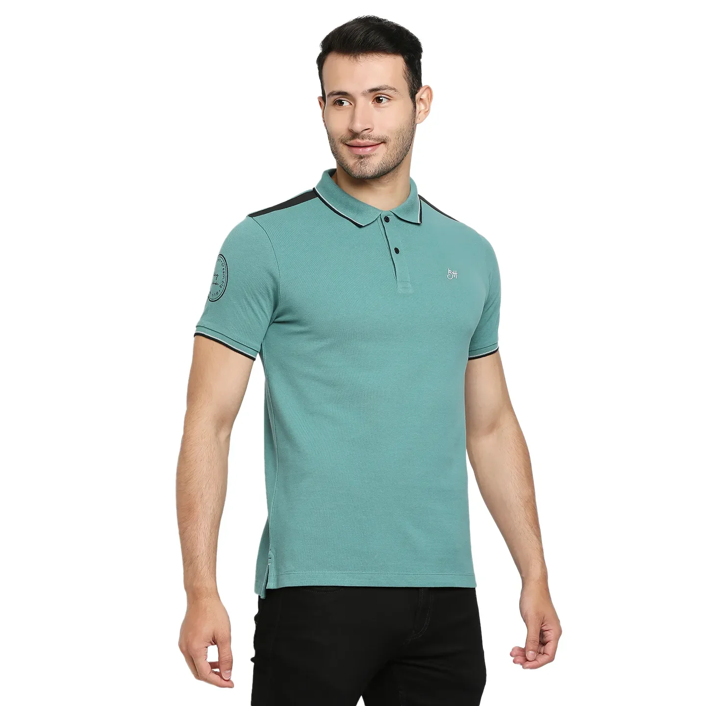 Green Regular Fit Men's Polo T-Shirt by Being Human Clothing - Image 3