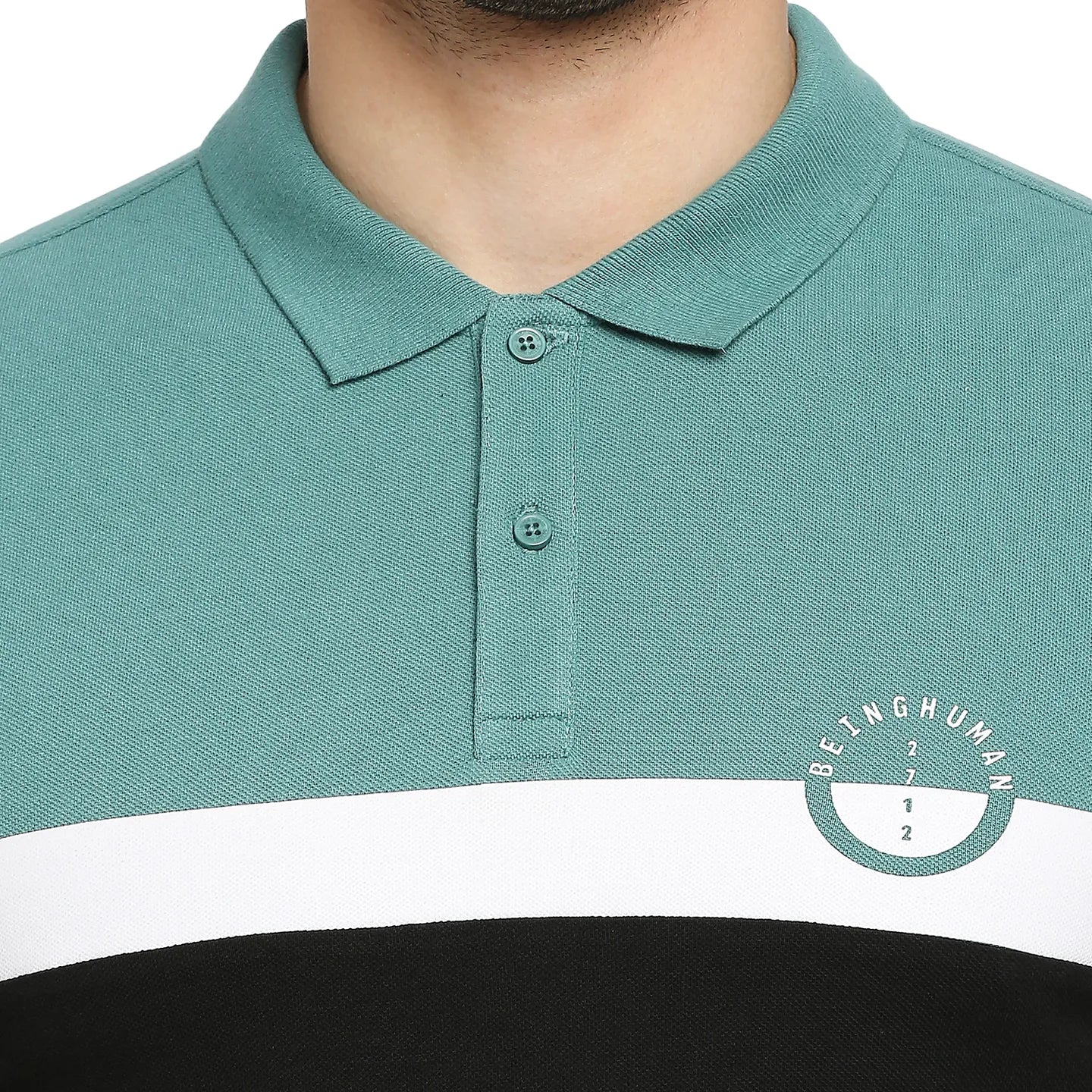 Green Regular Fit Men's Polo T-Shirt by Being Human Clothing - Image 5