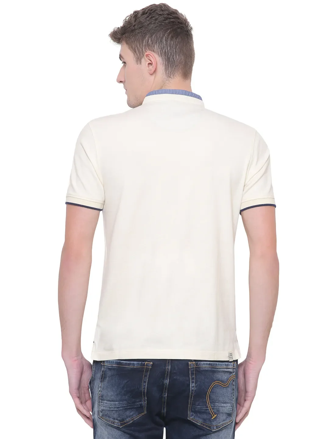 Beige Regular Fit Men's Polo T-Shirt by Being Human Clothing - Image 4