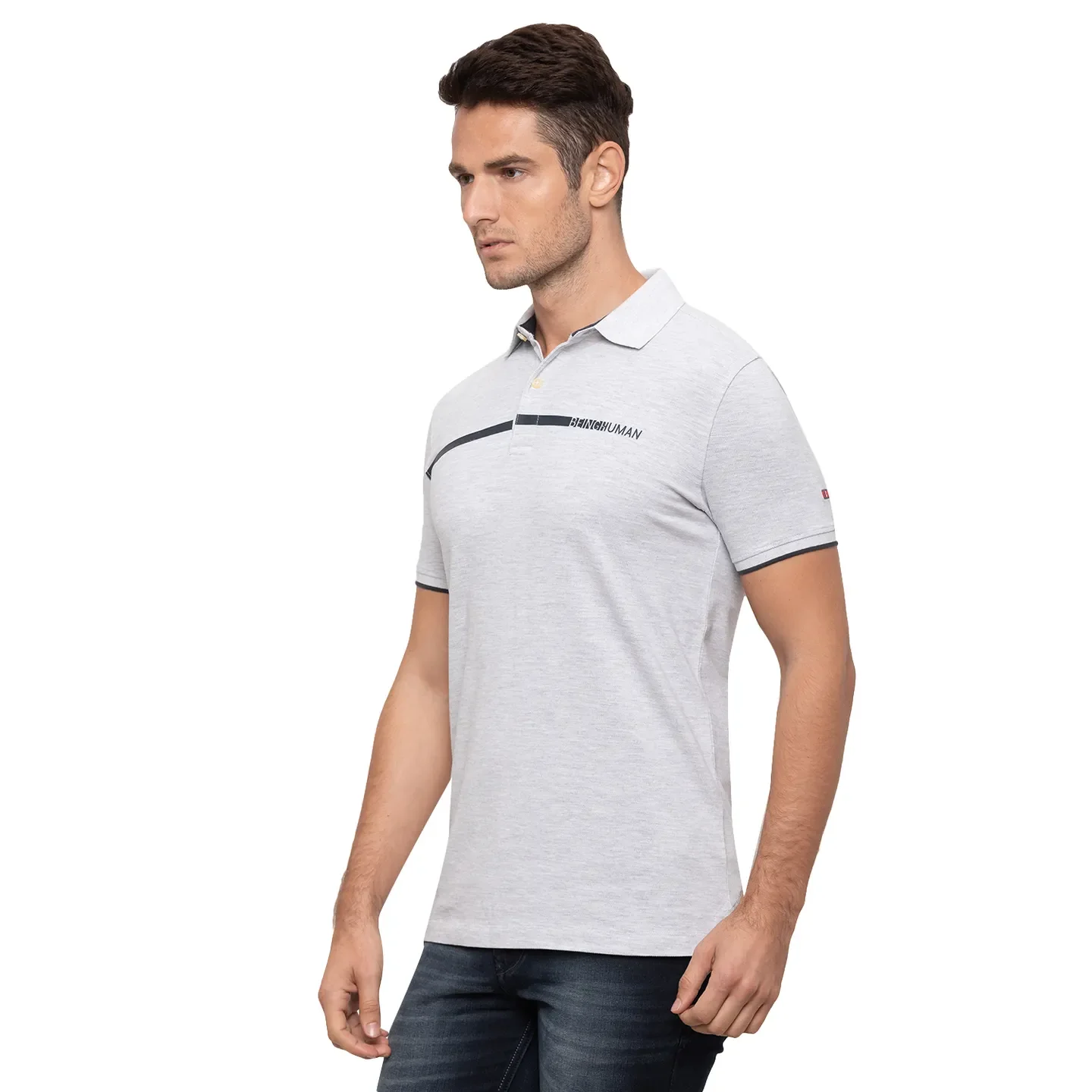 Beige Regular Fit Men's Polo T-Shirt by Being Human Clothing - Image 4