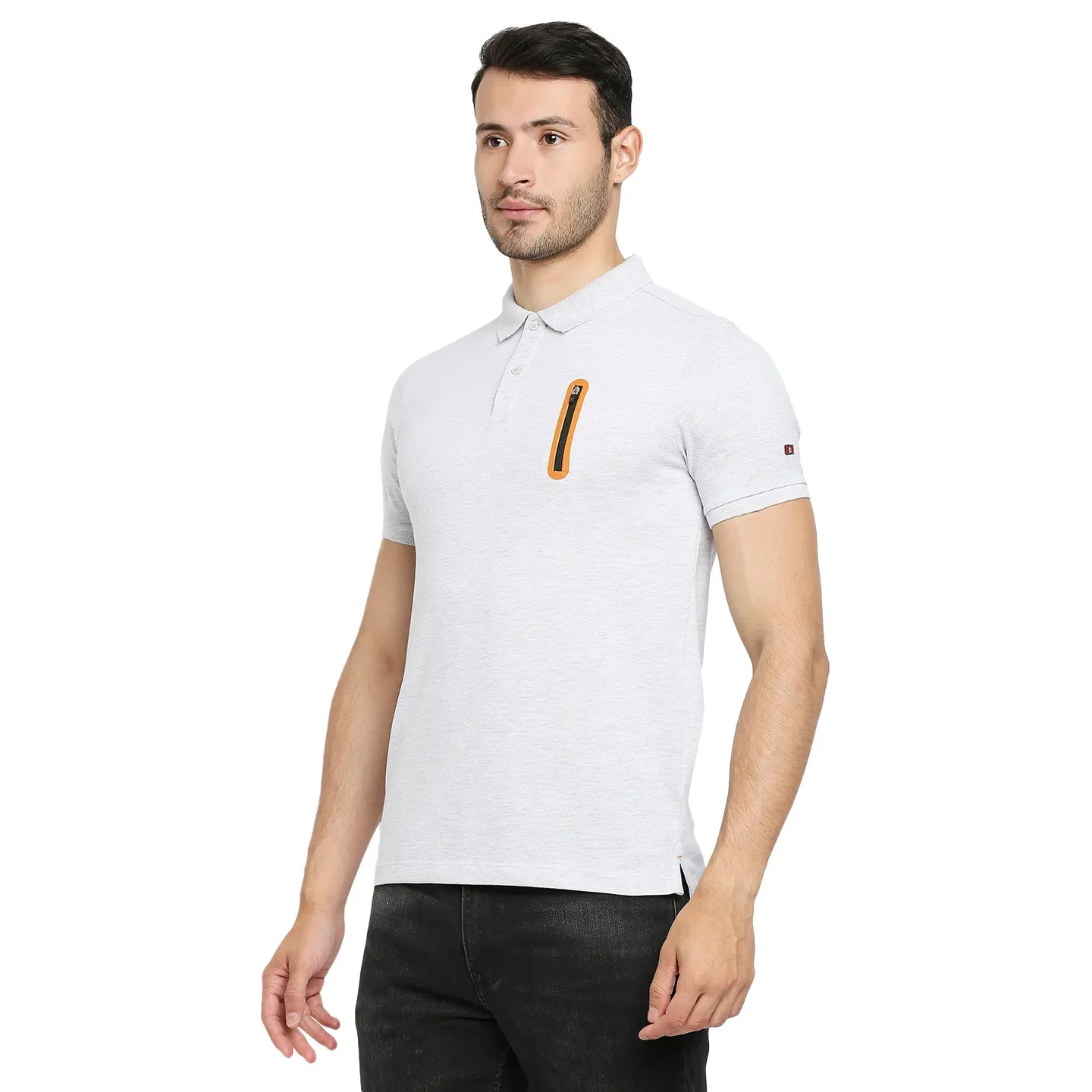 Grey Regular Fit Men's Polo T-Shirt by Being Human Clothing - Image 2