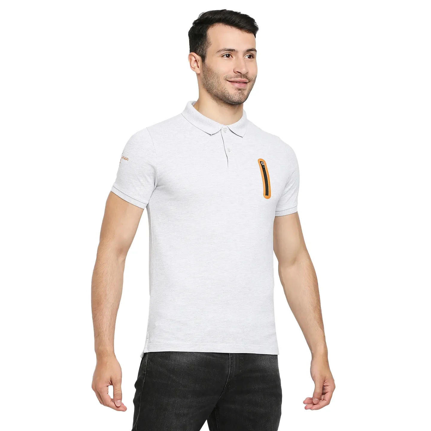 Grey Regular Fit Men's Polo T-Shirt by Being Human Clothing - Image 3