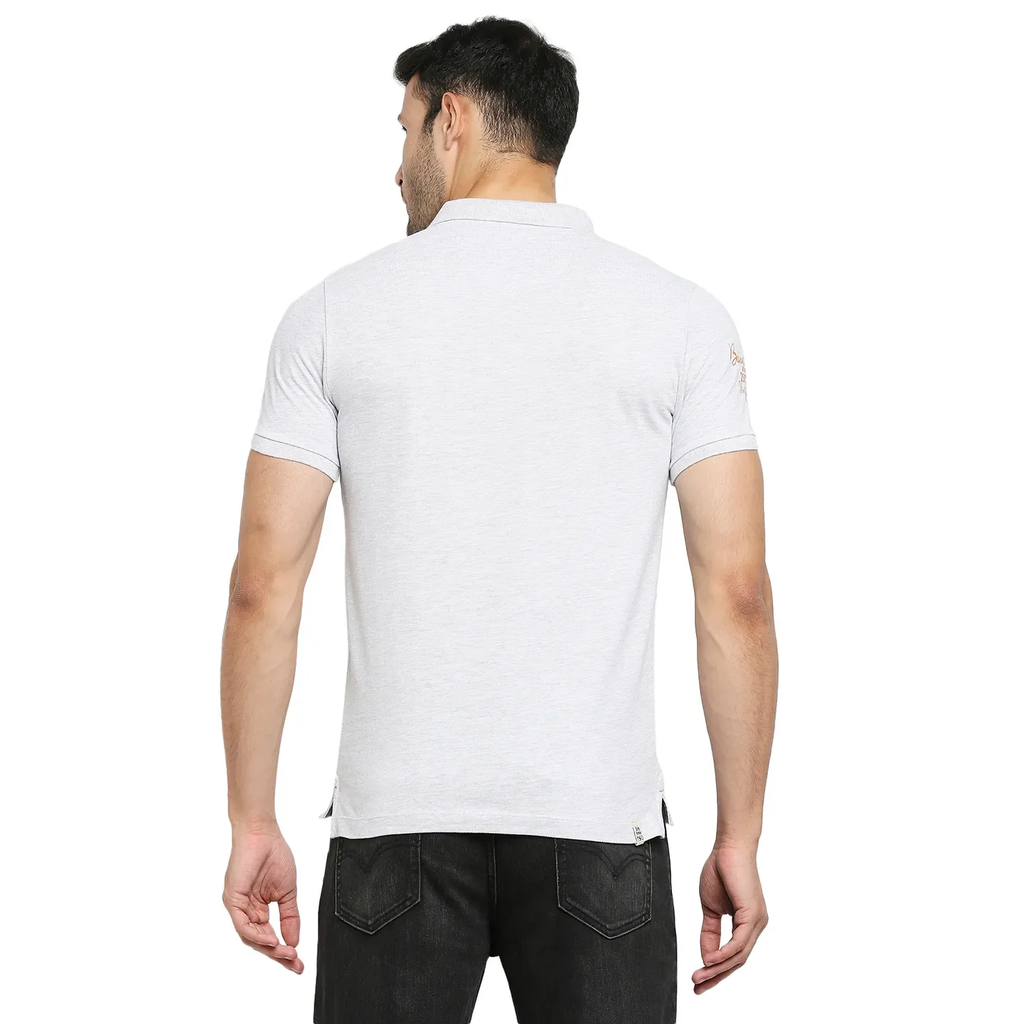 Grey Regular Fit Men's Polo T-Shirt by Being Human Clothing - Image 4