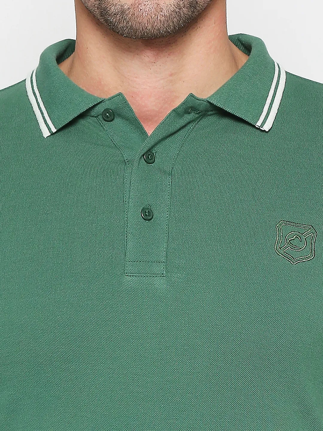 Green Regular Fit Men's Polo T-shirt by Being Human Clothing - Image 5
