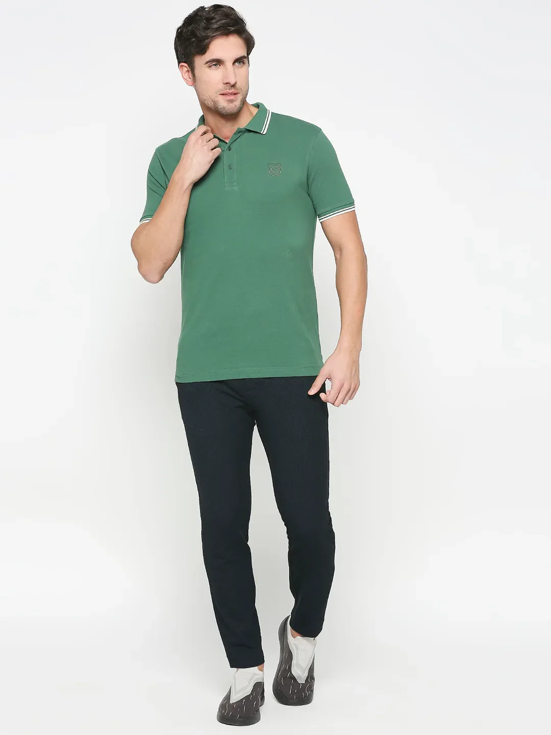 Green Regular Fit Men's Polo T-shirt by Being Human Clothing - Image 6