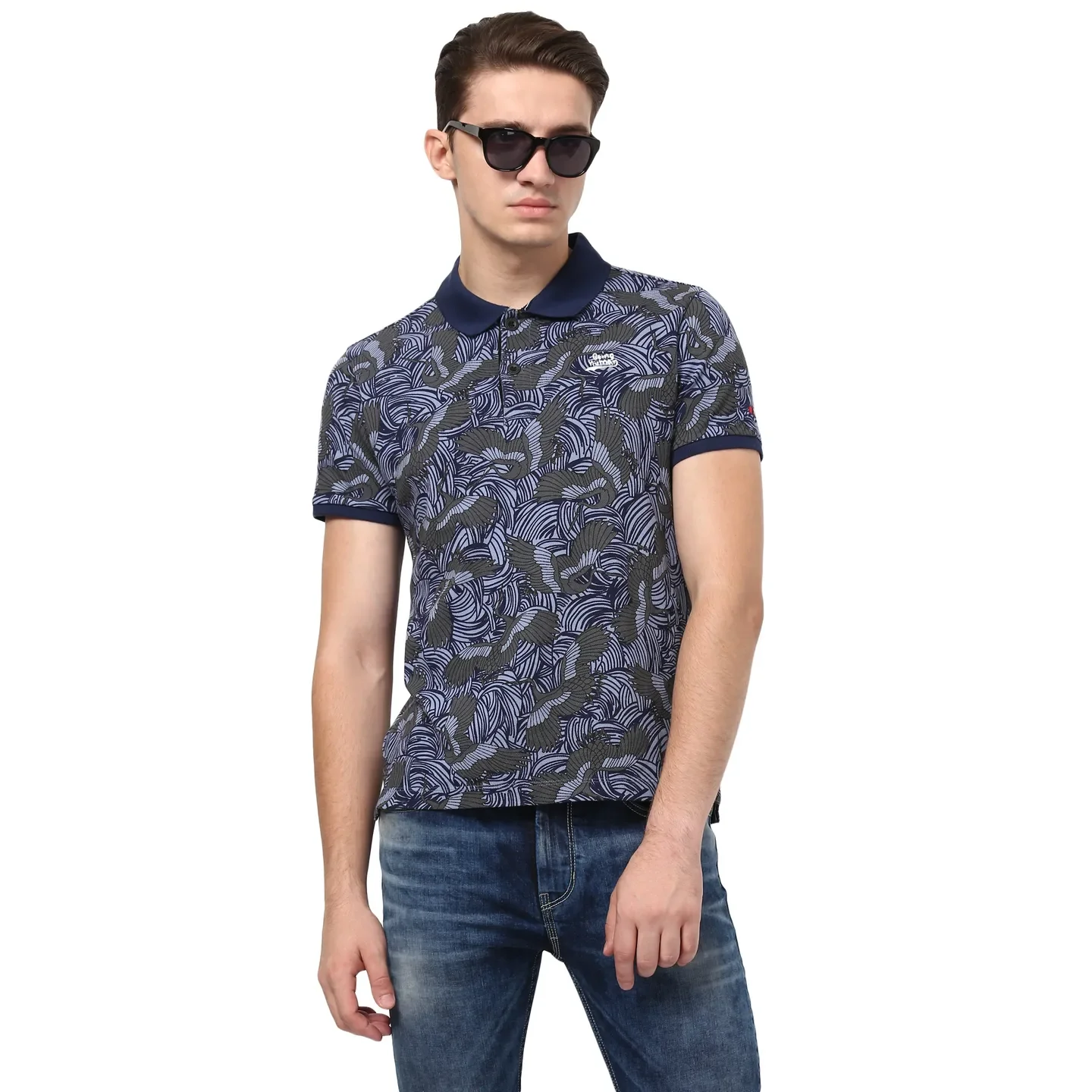 Blue Regular Fit Men's Polo T-Shirt by Being Human Clothing