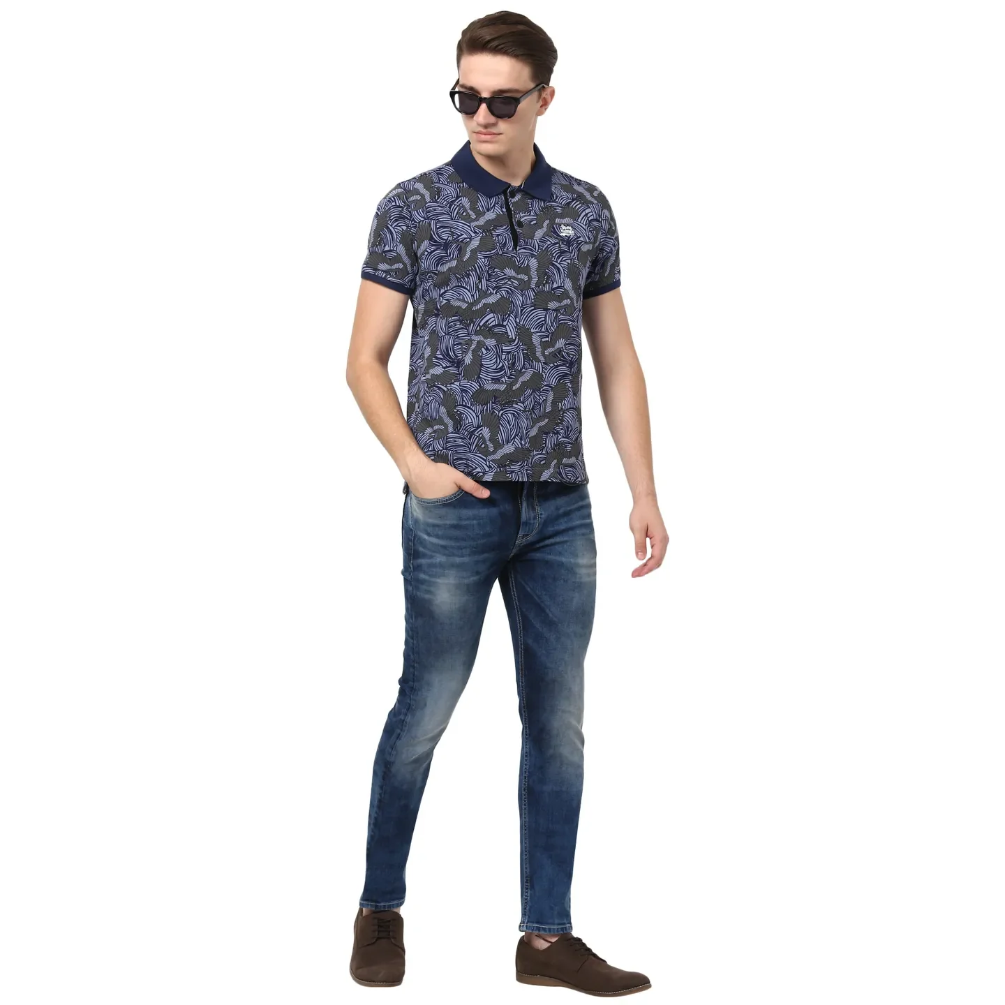 Blue Regular Fit Men's Polo T-Shirt by Being Human Clothing - Image 2