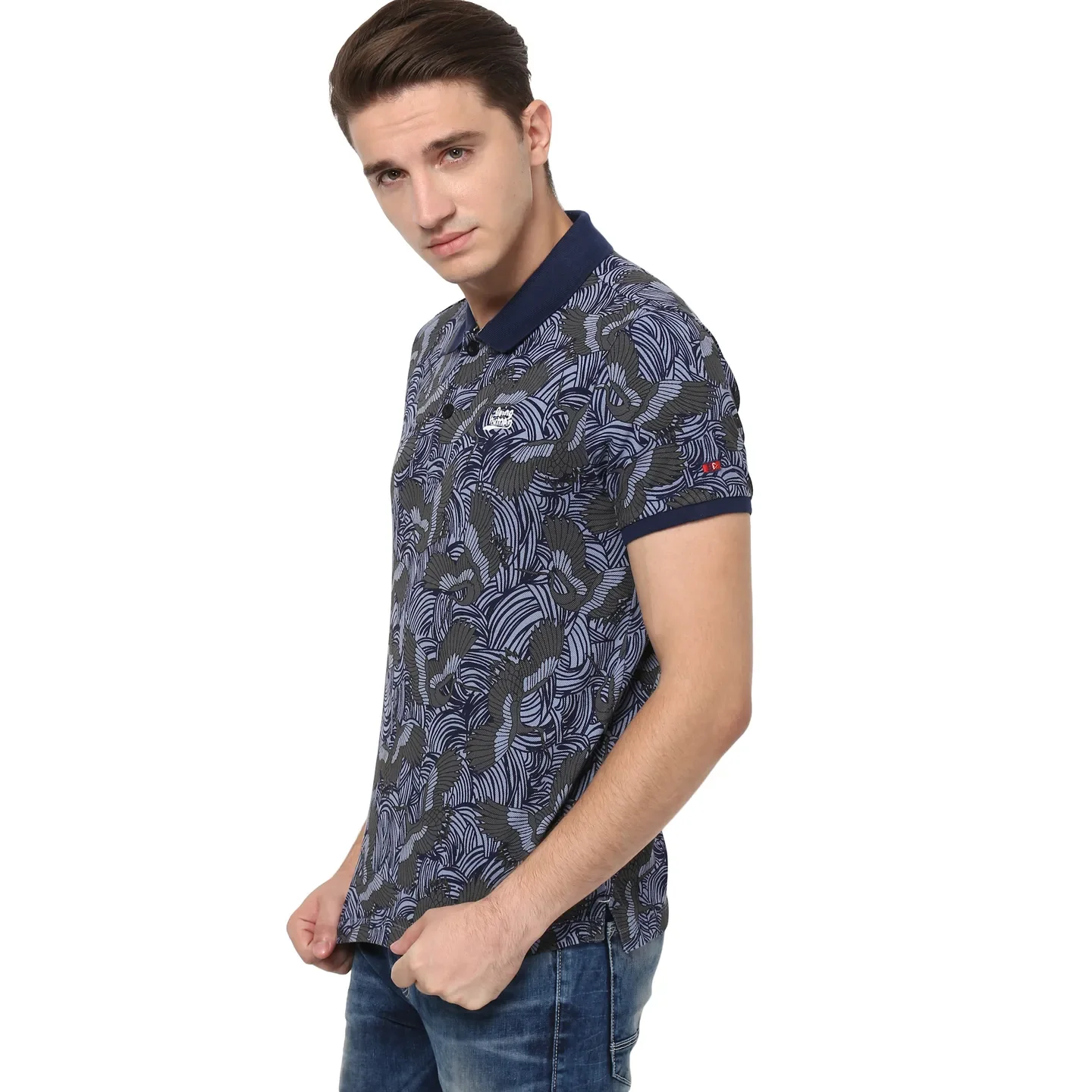 Blue Regular Fit Men's Polo T-Shirt by Being Human Clothing - Image 4