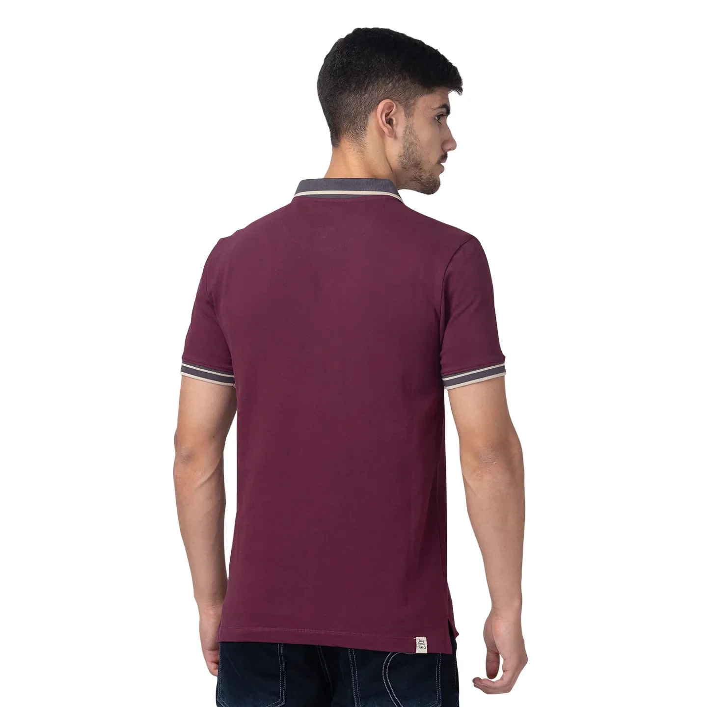 Purple Slim Fit Men's Polo T-shirt by Being Human Clothing - Image 3