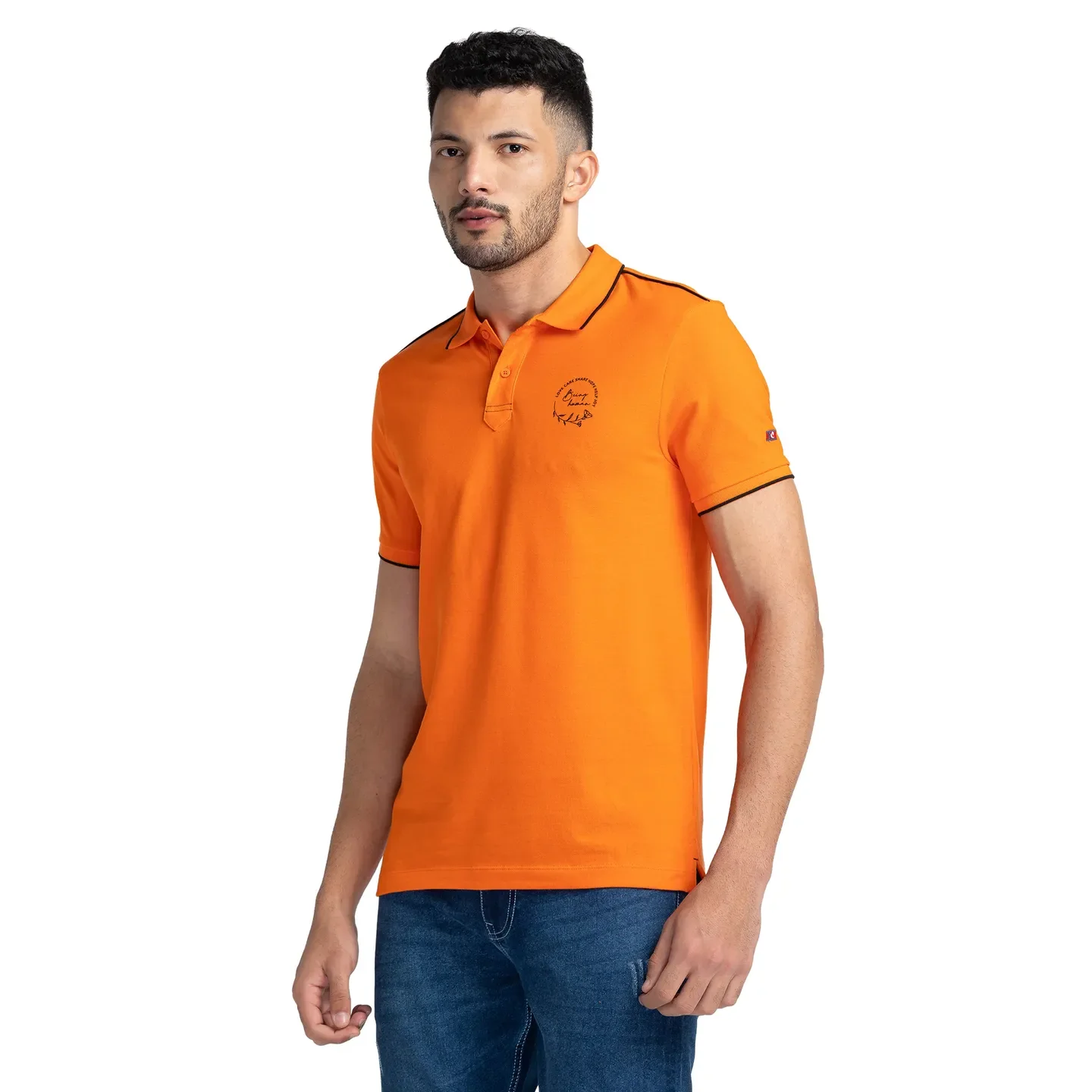 Blue Regular Fit Men's Polo T-Shirt by Being Human Clothing - Image 4
