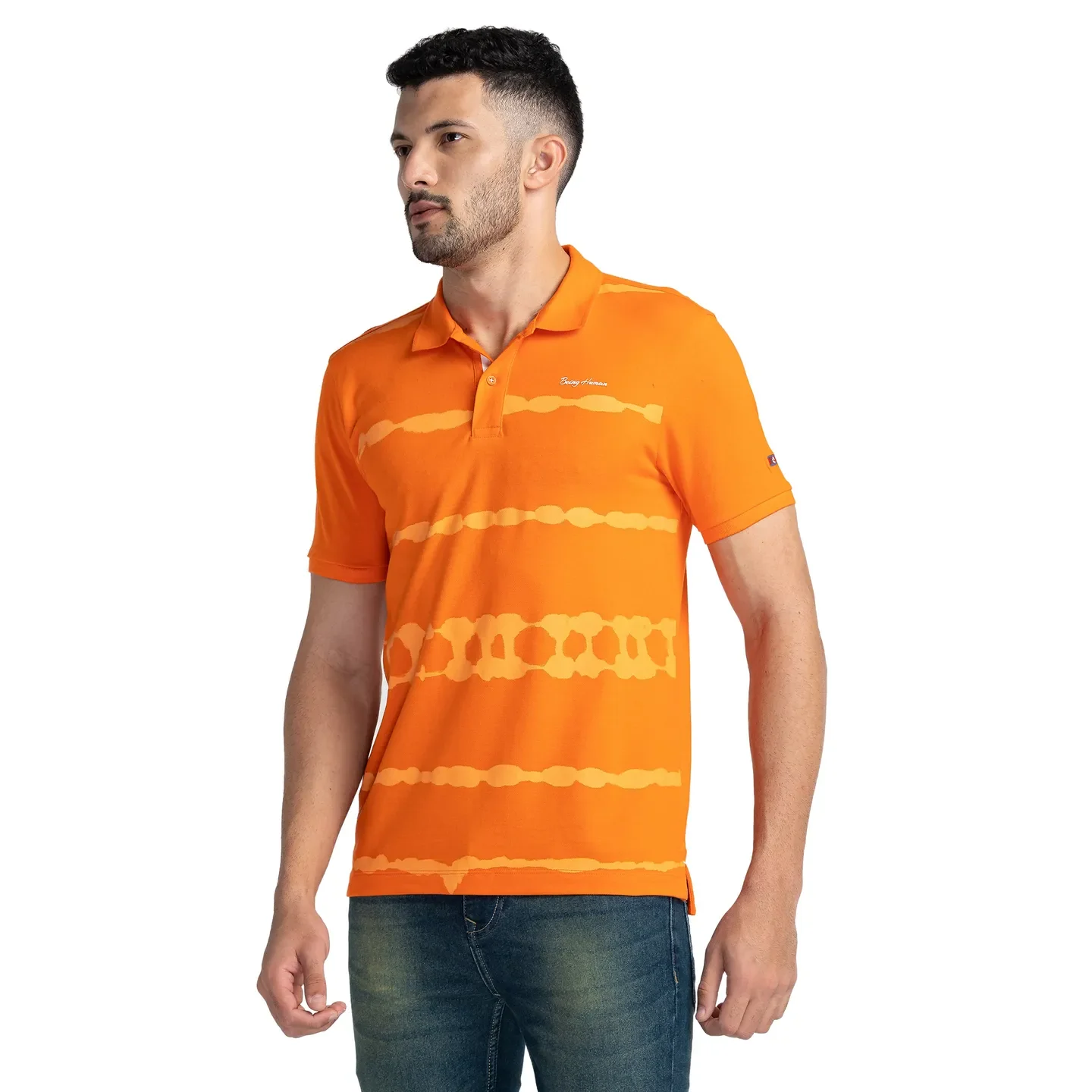Blue Regular Fit Men's Polo T-Shirt by Being Human Clothing - Image 4