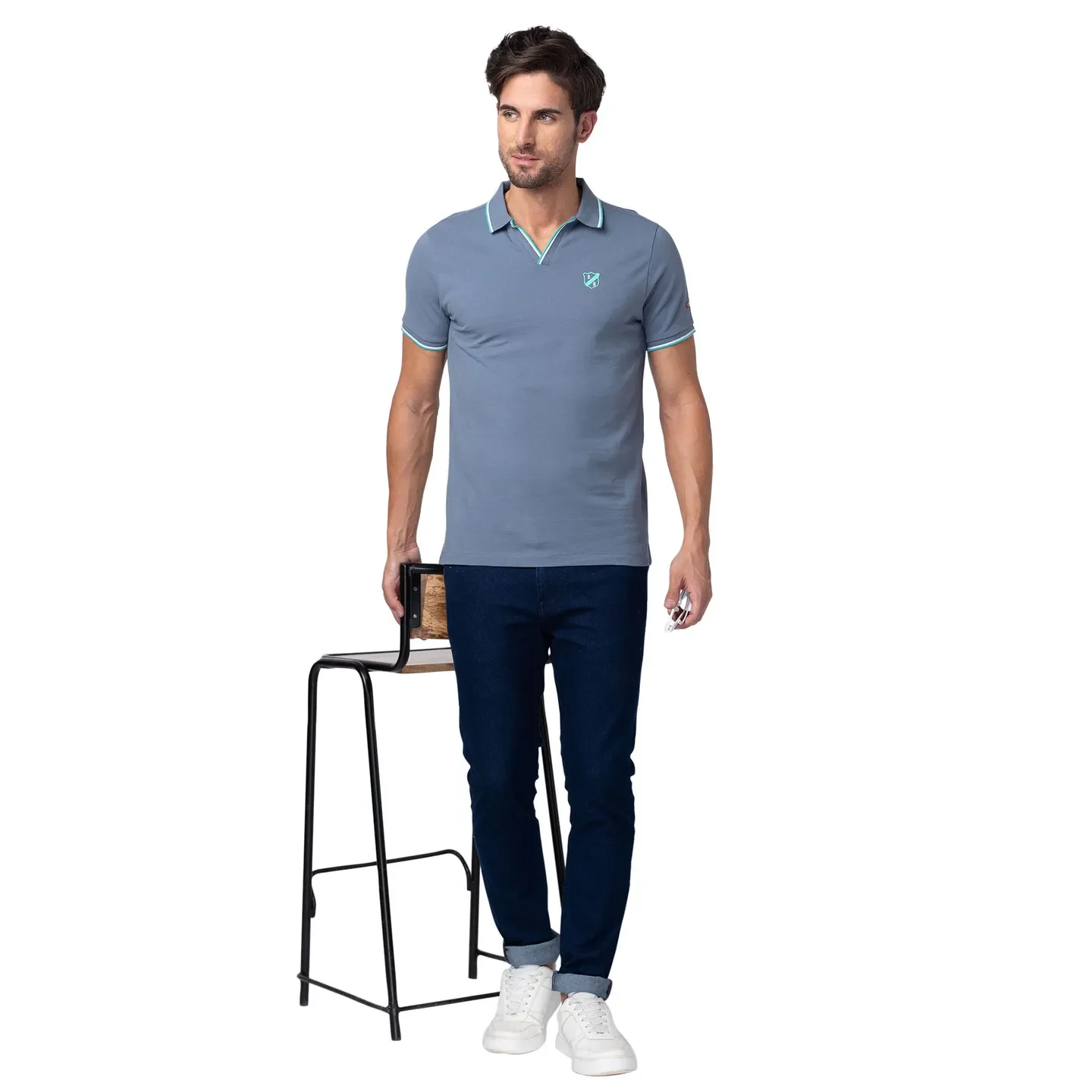 Blue Regular Fit Men's Polo T-Shirt by Being Human Clothing - Image 6