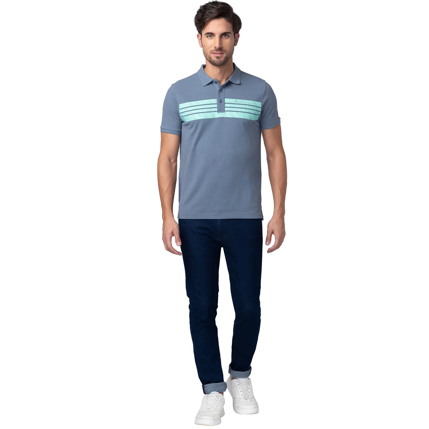 Blue Regular Fit Men's Polo T-Shirt by Being Human Clothing - Image 2