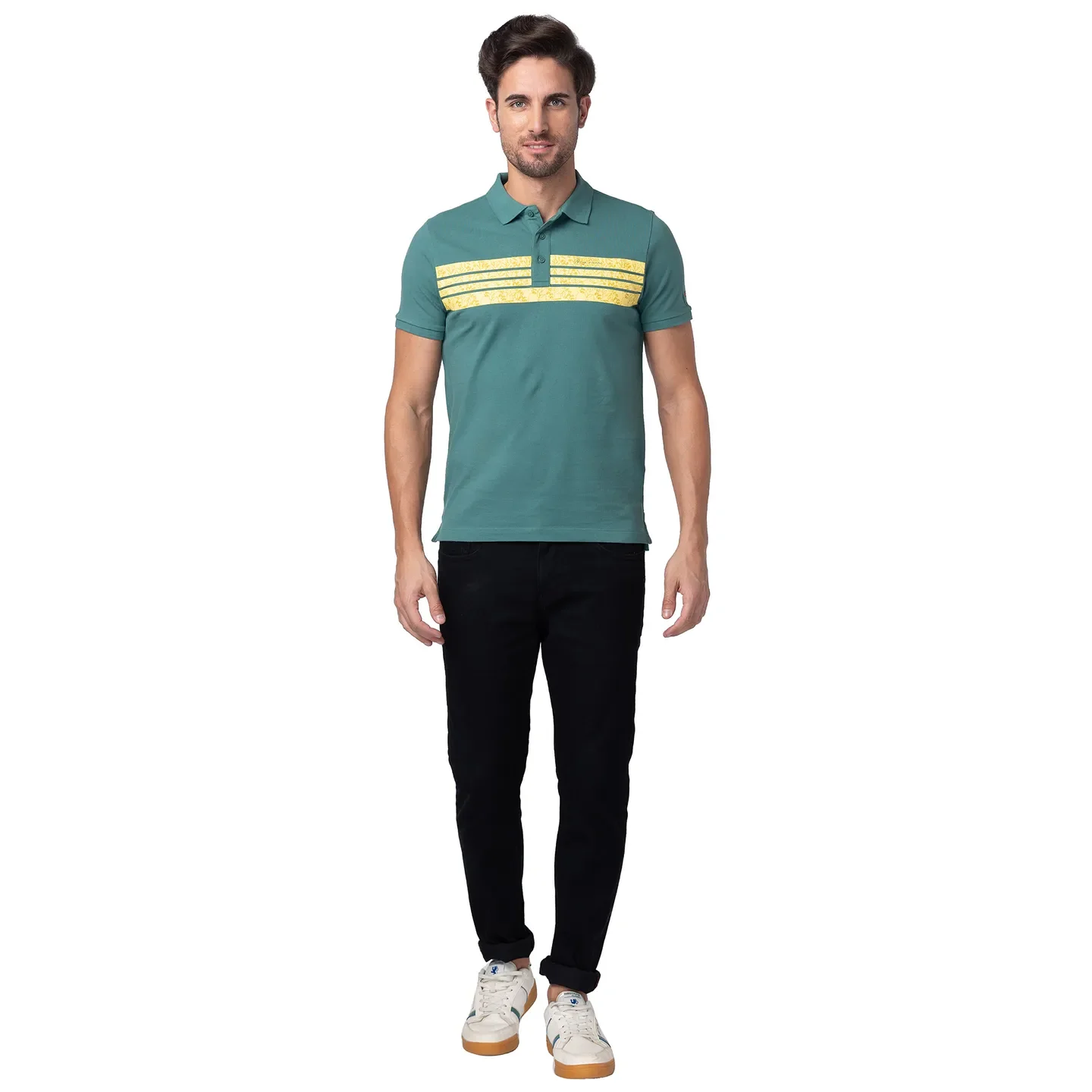 Green Regular Fit Men's Polo T-Shirt by Being Human Clothing - Image 2