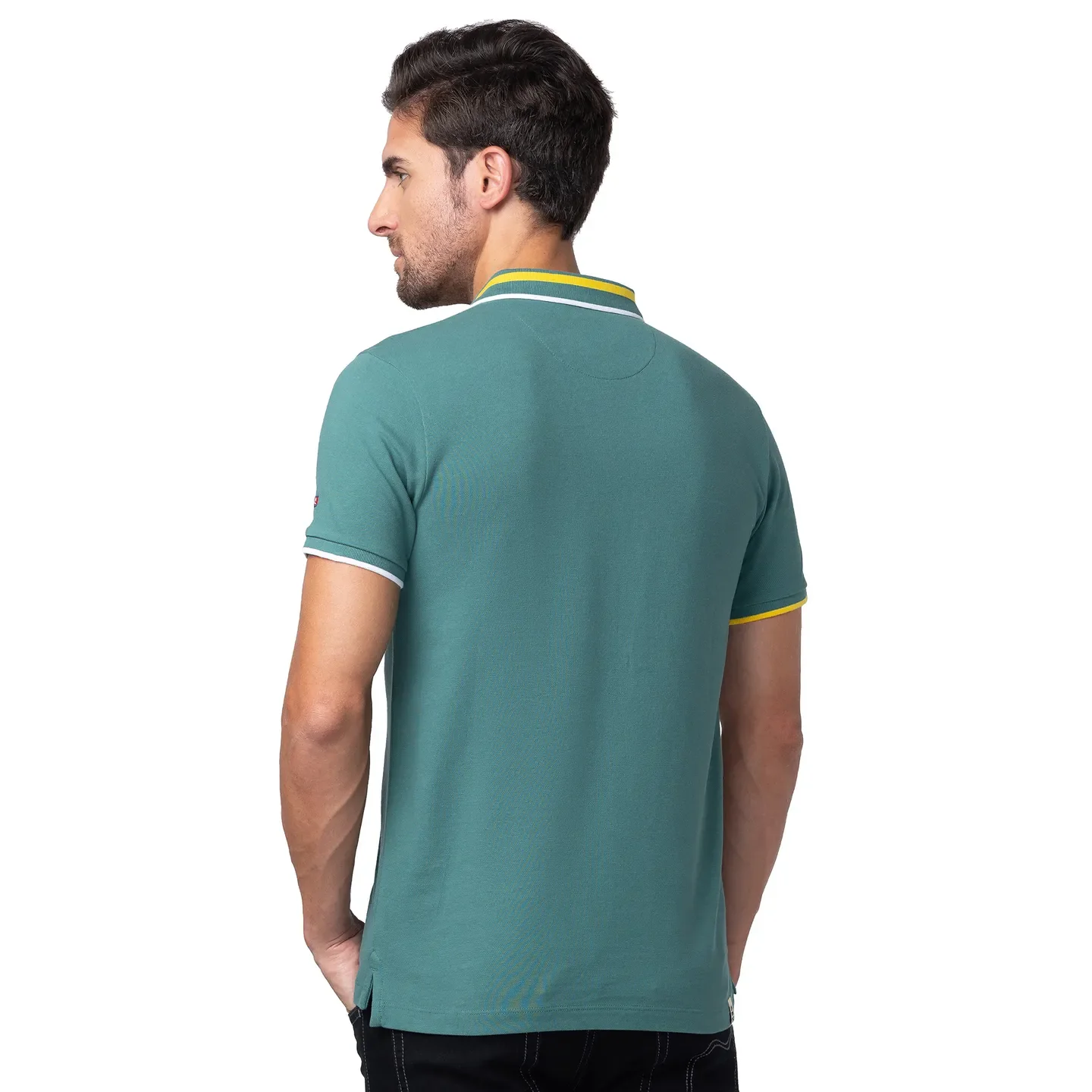 Green Regular Fit Men's Polo T-Shirt by Being Human Clothing - Image 3