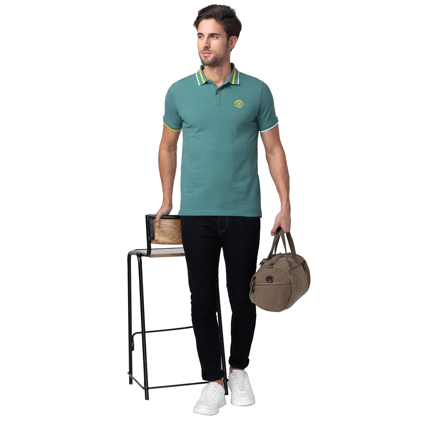 Green Regular Fit Men's Polo T-Shirt by Being Human Clothing - Image 6