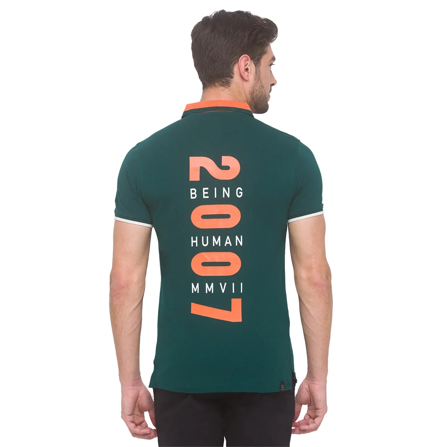 Green Regular Fit Men's Polo T-Shirt by Being Human Clothing - Image 4