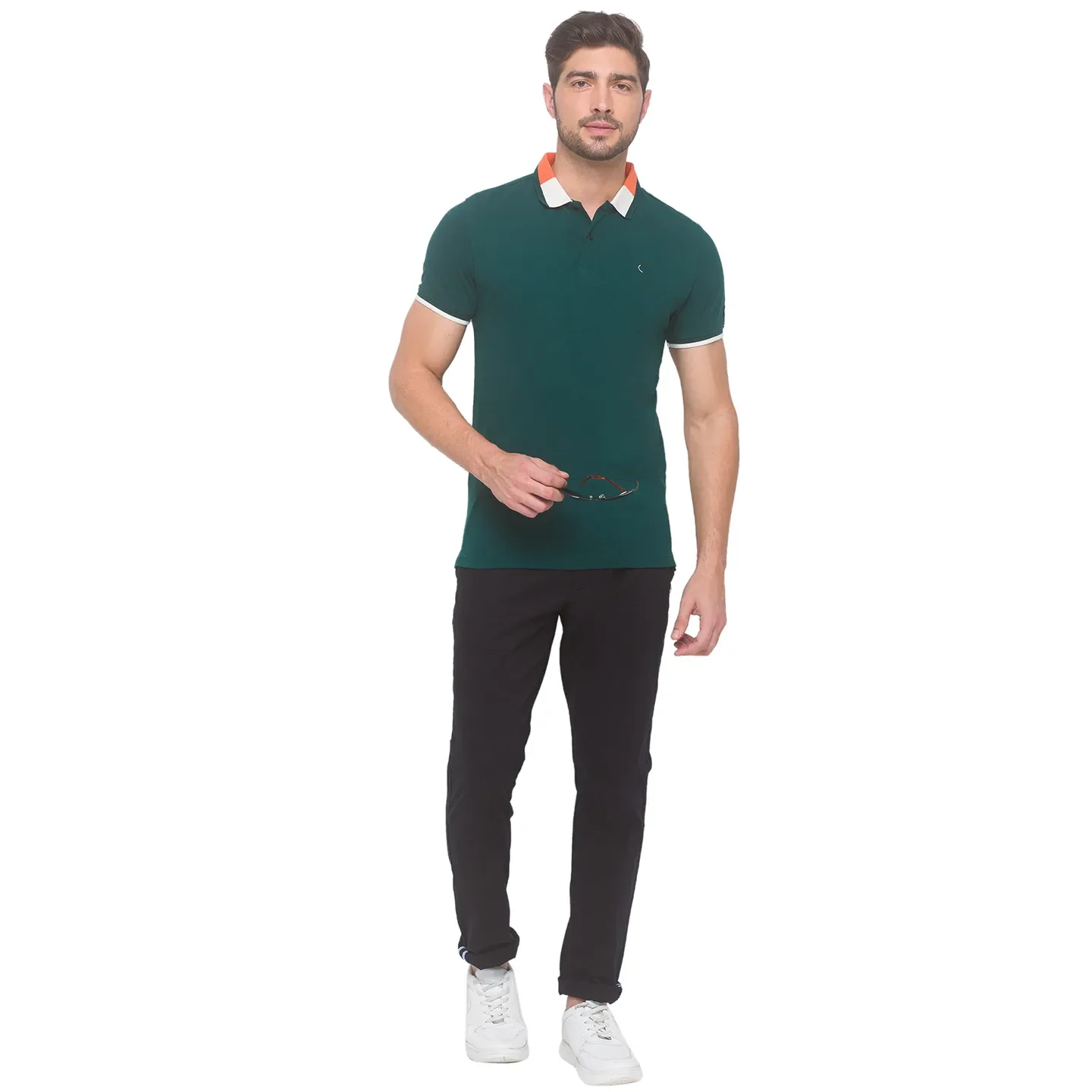 Green Regular Fit Men's Polo T-Shirt by Being Human Clothing - Image 5