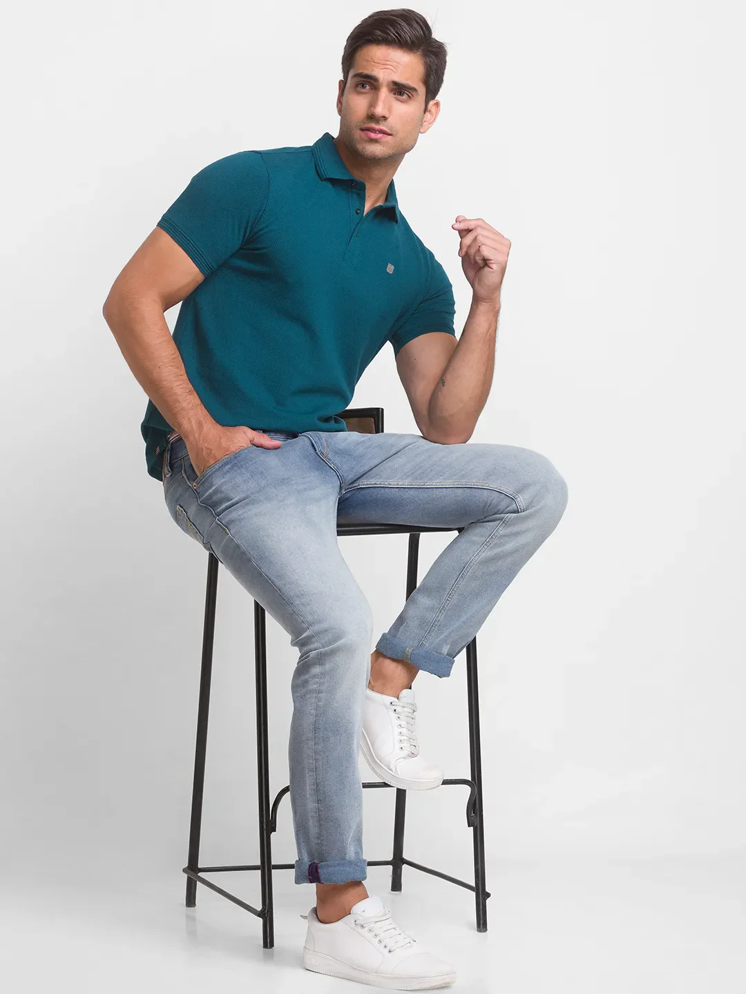 Forest Green Slim Fit Men's Polo T-shirt by Being Human Clothing - Image 5
