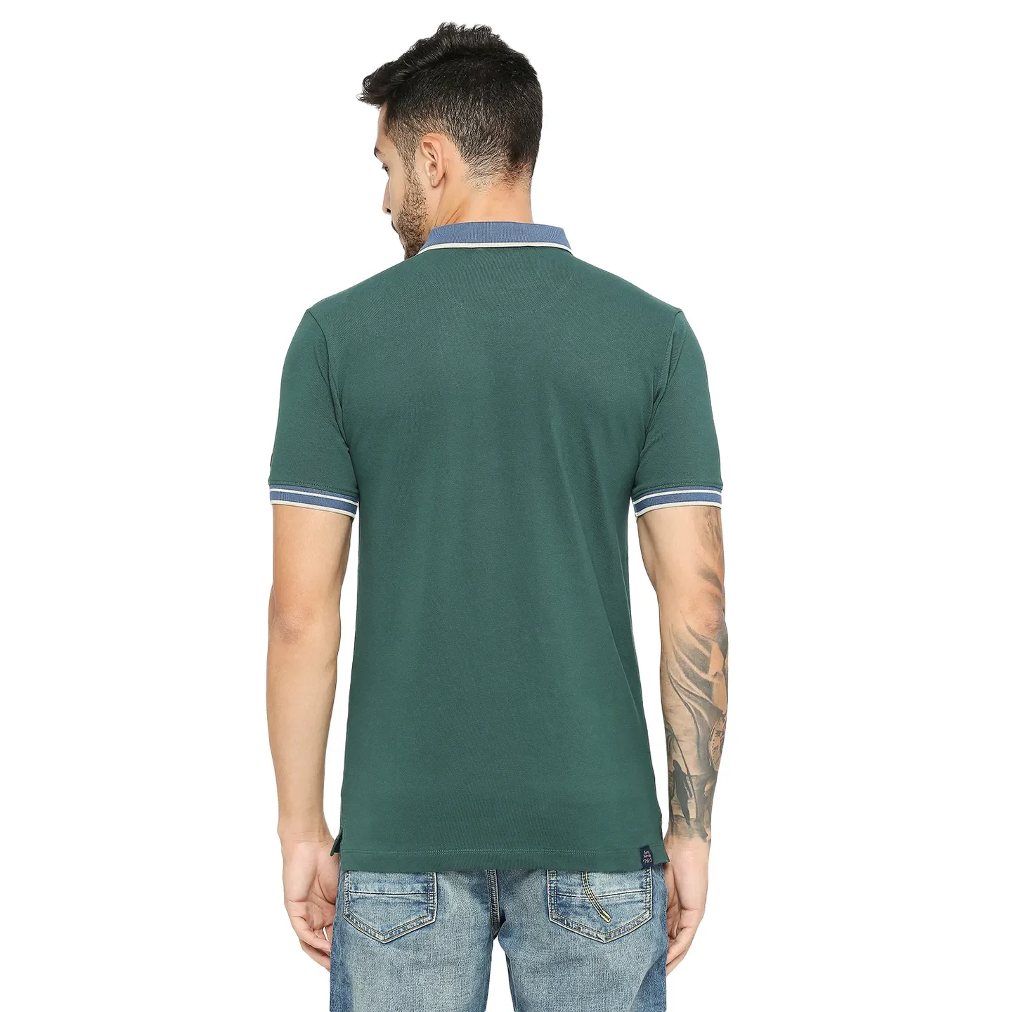 Green Regular Fit Men's Polo T-Shirt by Being Human Clothing - Image 4
