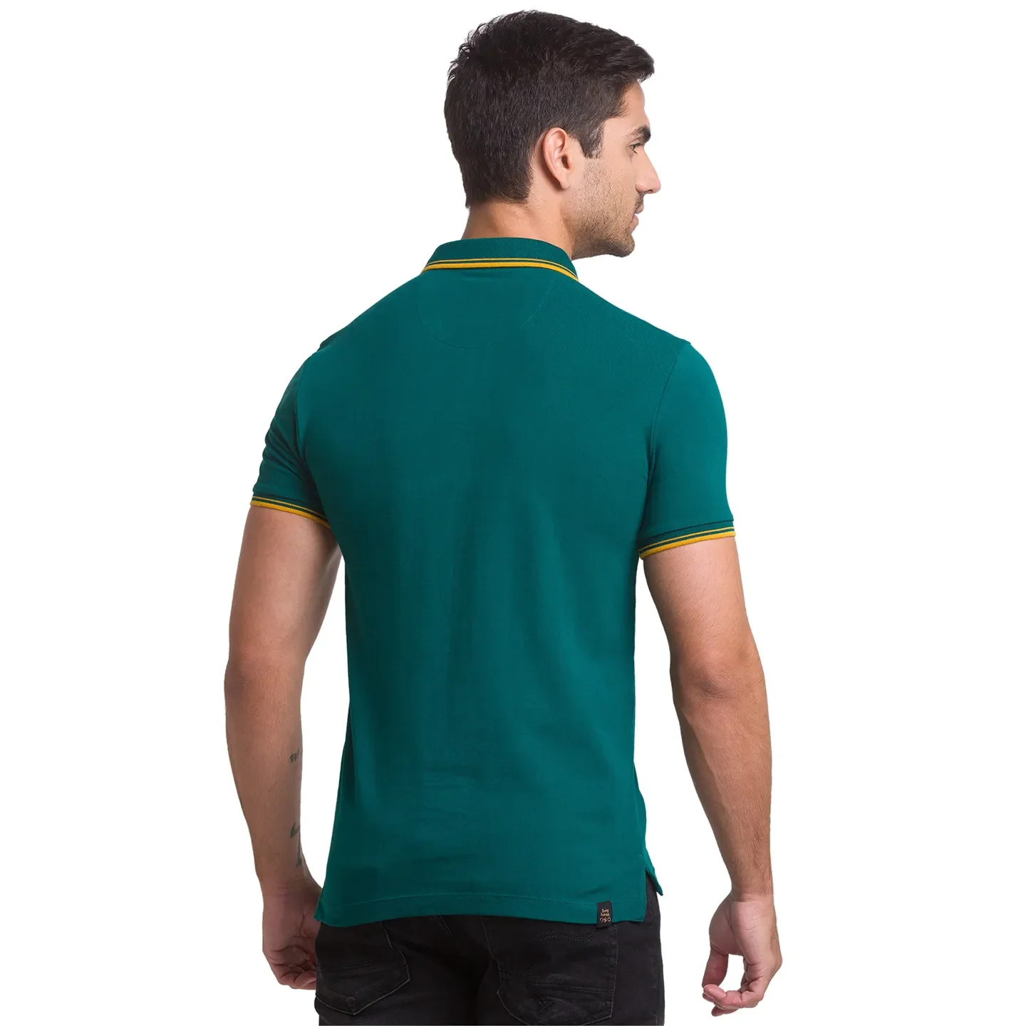 Forest Green Regular Fit Men's Polo T-shirt by Being Human Clothing - Image 4
