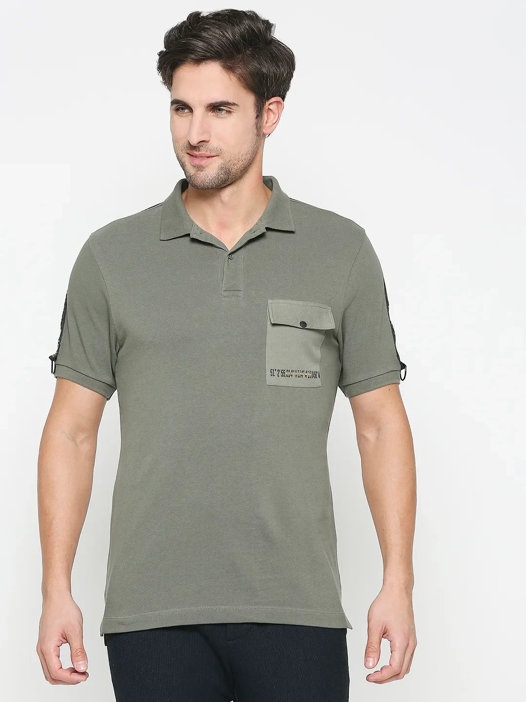 Green Regular Fit Men's Polo T-Shirt by Being Human Clothing
