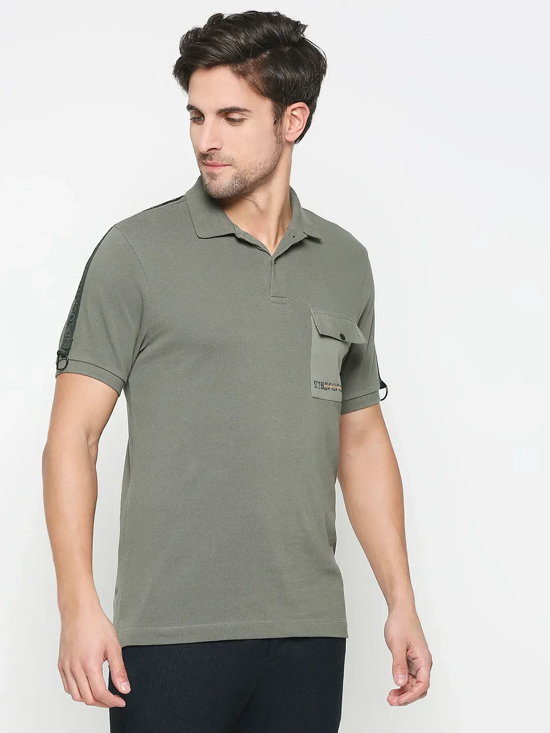 Green Regular Fit Men's Polo T-Shirt by Being Human Clothing - Image 3