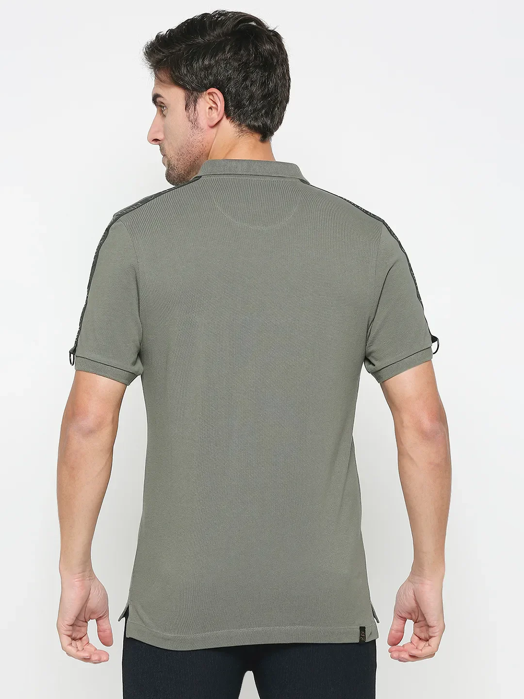 Green Regular Fit Men's Polo T-Shirt by Being Human Clothing - Image 4