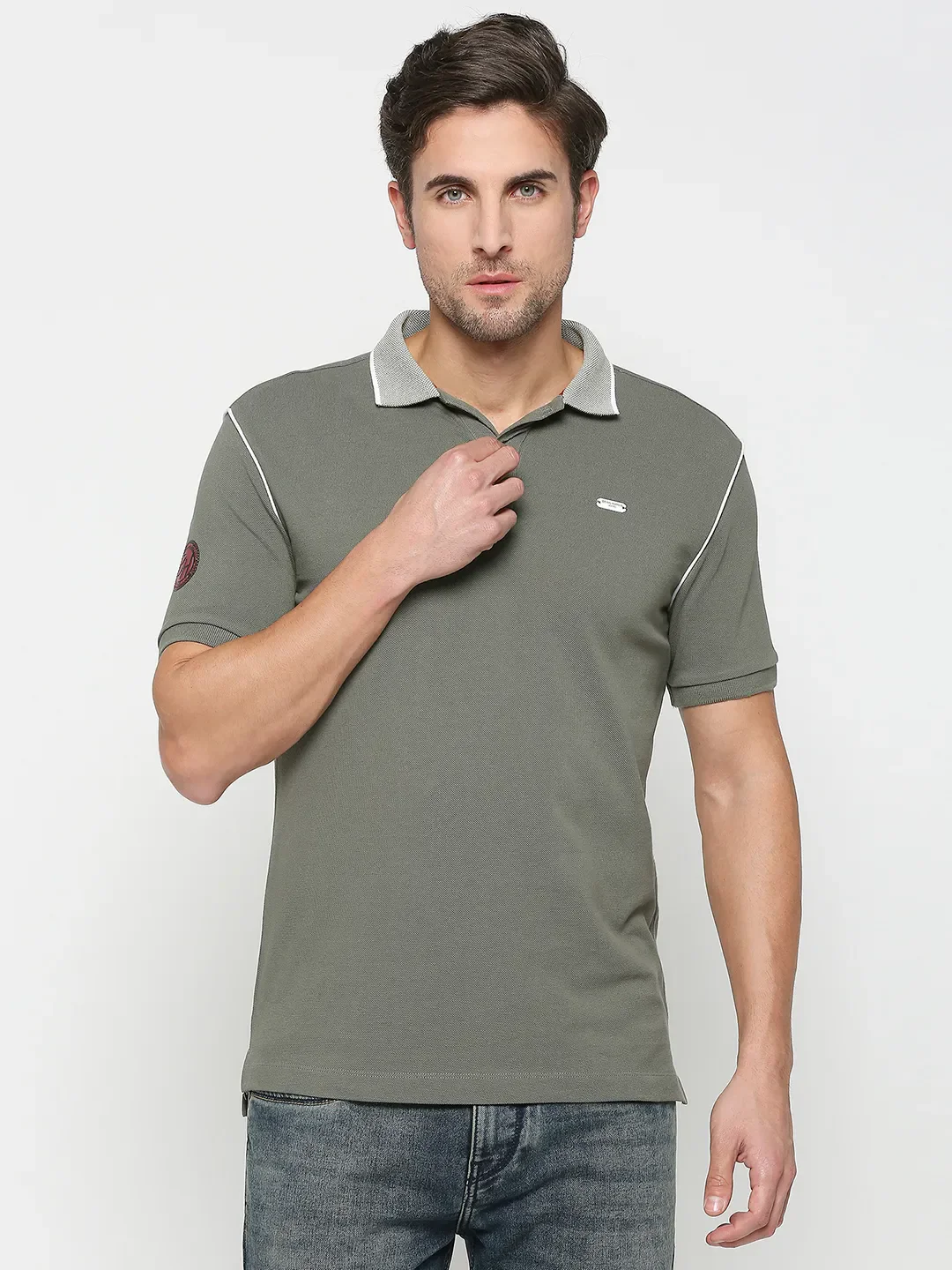 Green Regular Fit Men's Polo T-Shirt by Being Human Clothing