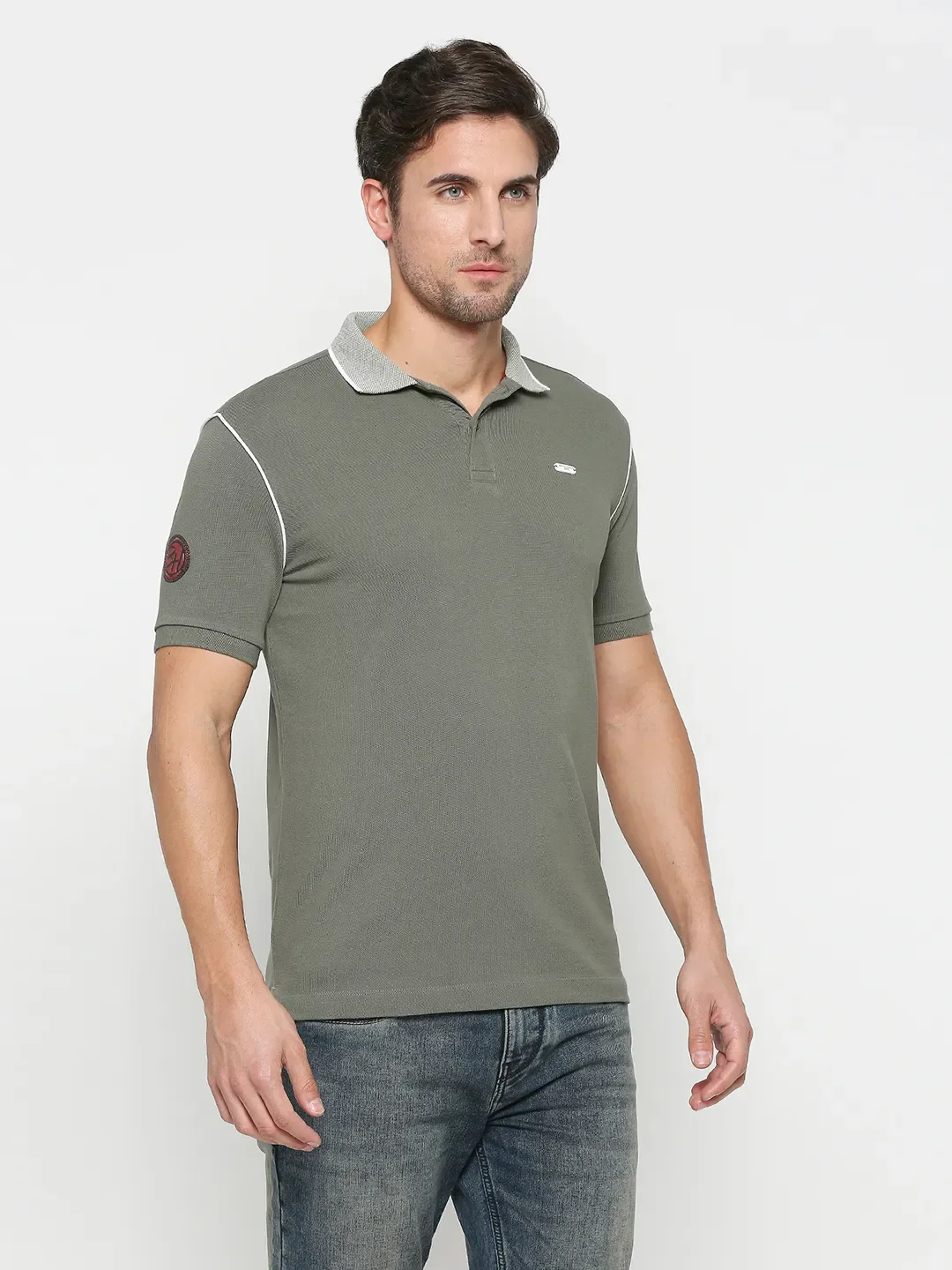 Green Regular Fit Men's Polo T-Shirt by Being Human Clothing - Image 3