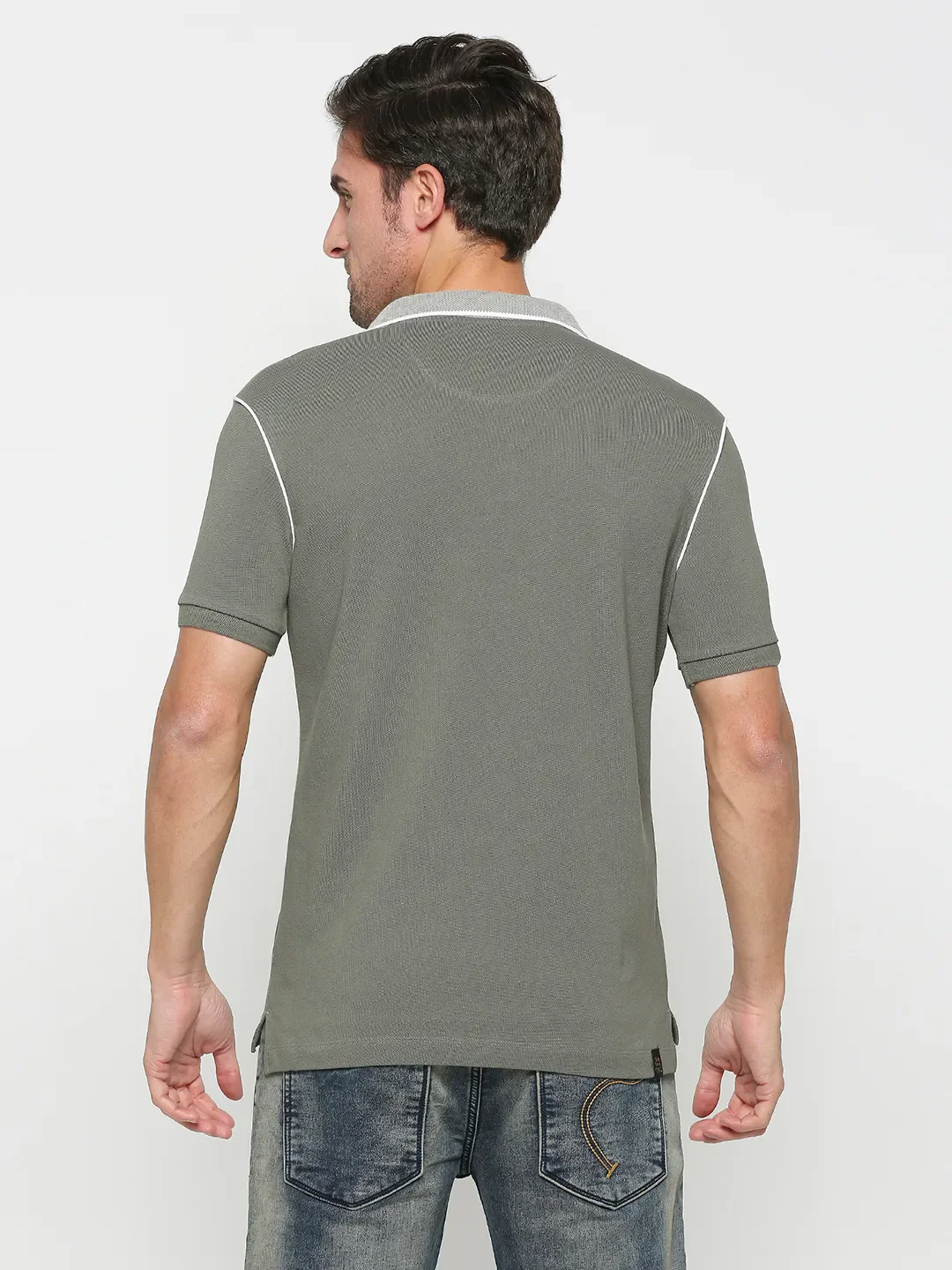 Green Regular Fit Men's Polo T-Shirt by Being Human Clothing - Image 4
