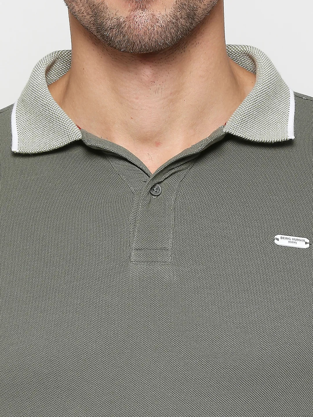 Green Regular Fit Men's Polo T-Shirt by Being Human Clothing - Image 5