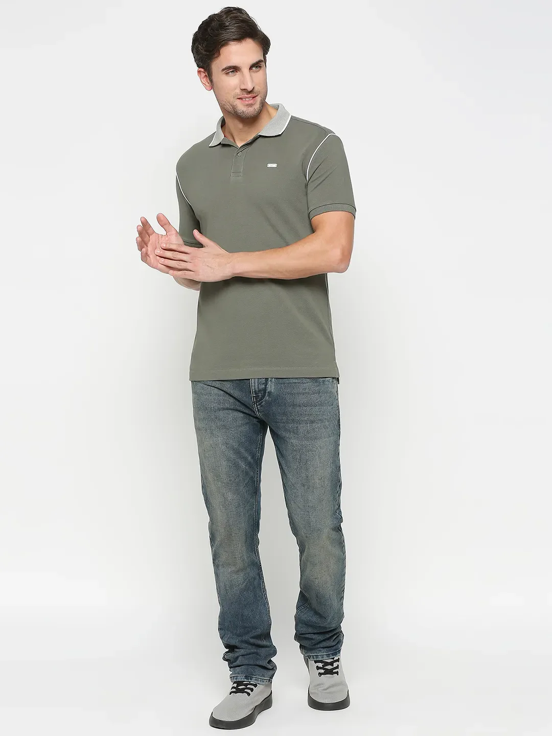 Green Regular Fit Men's Polo T-Shirt by Being Human Clothing - Image 6