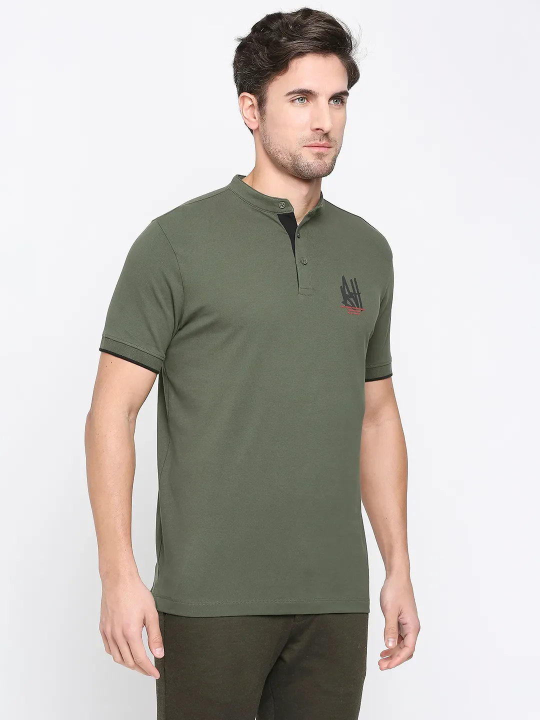 Forest Green Regular Fit Men's Polo T-shirt by Being Human Clothing - Image 3