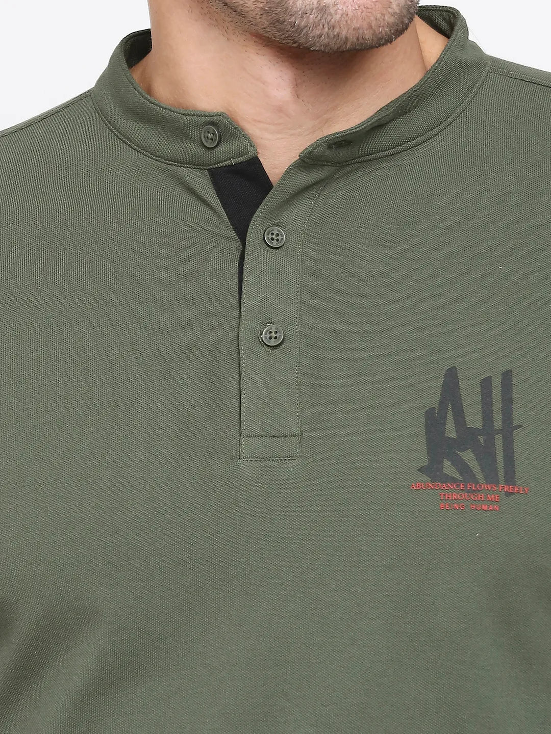 Forest Green Regular Fit Men's Polo T-shirt by Being Human Clothing - Image 5