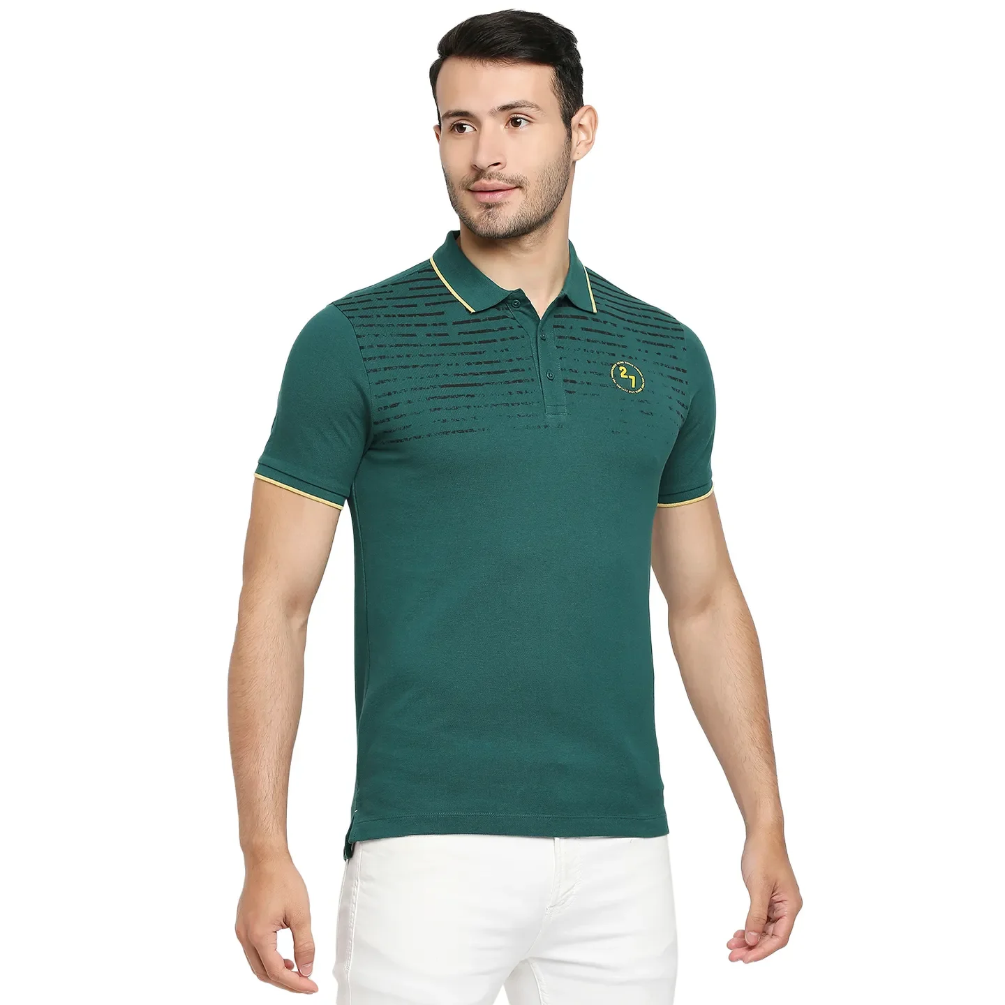 Green Regular Fit Men's Polo T-Shirt by Being Human Clothing - Image 3