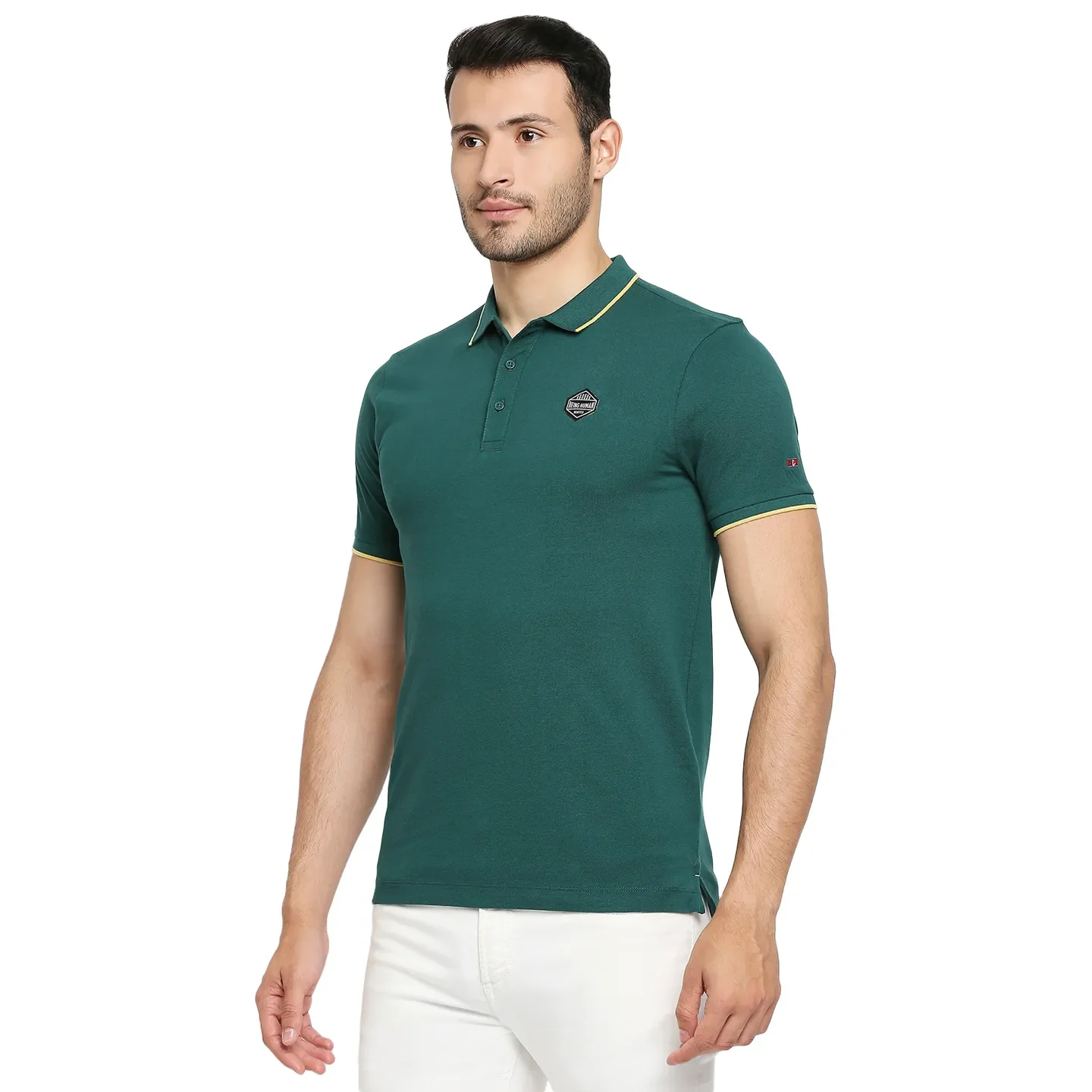 Green Regular Fit Men's Polo T-Shirt by Being Human Clothing - Image 2